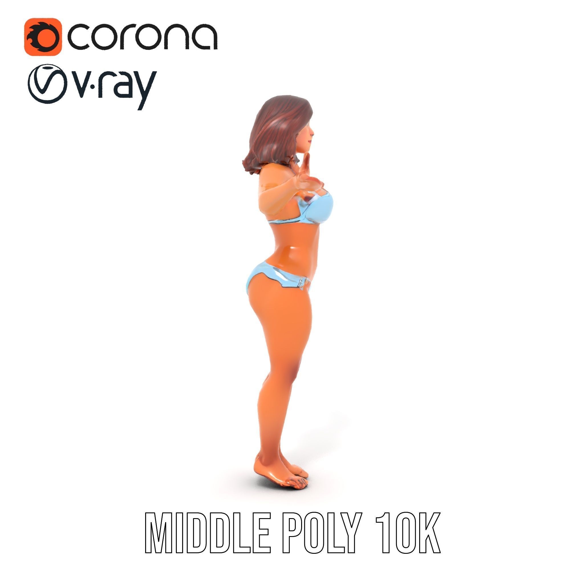 D Beachwear Character Rigged and Animated Model Low-poly 3D model_16