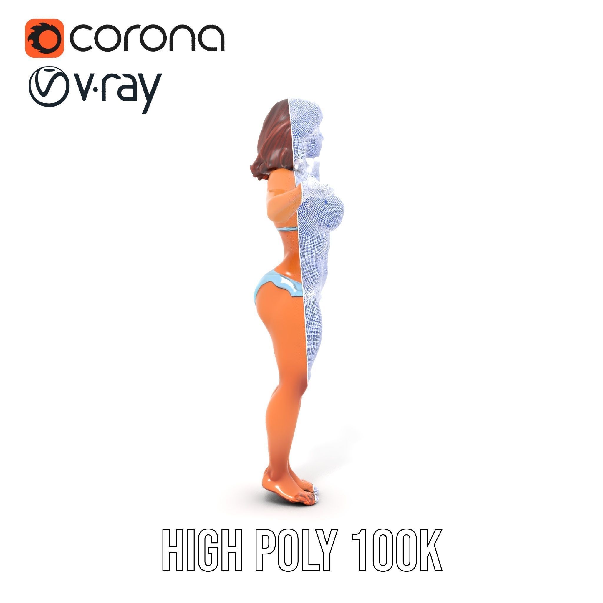 D Beachwear Character Rigged and Animated Model Low-poly 3D model_34