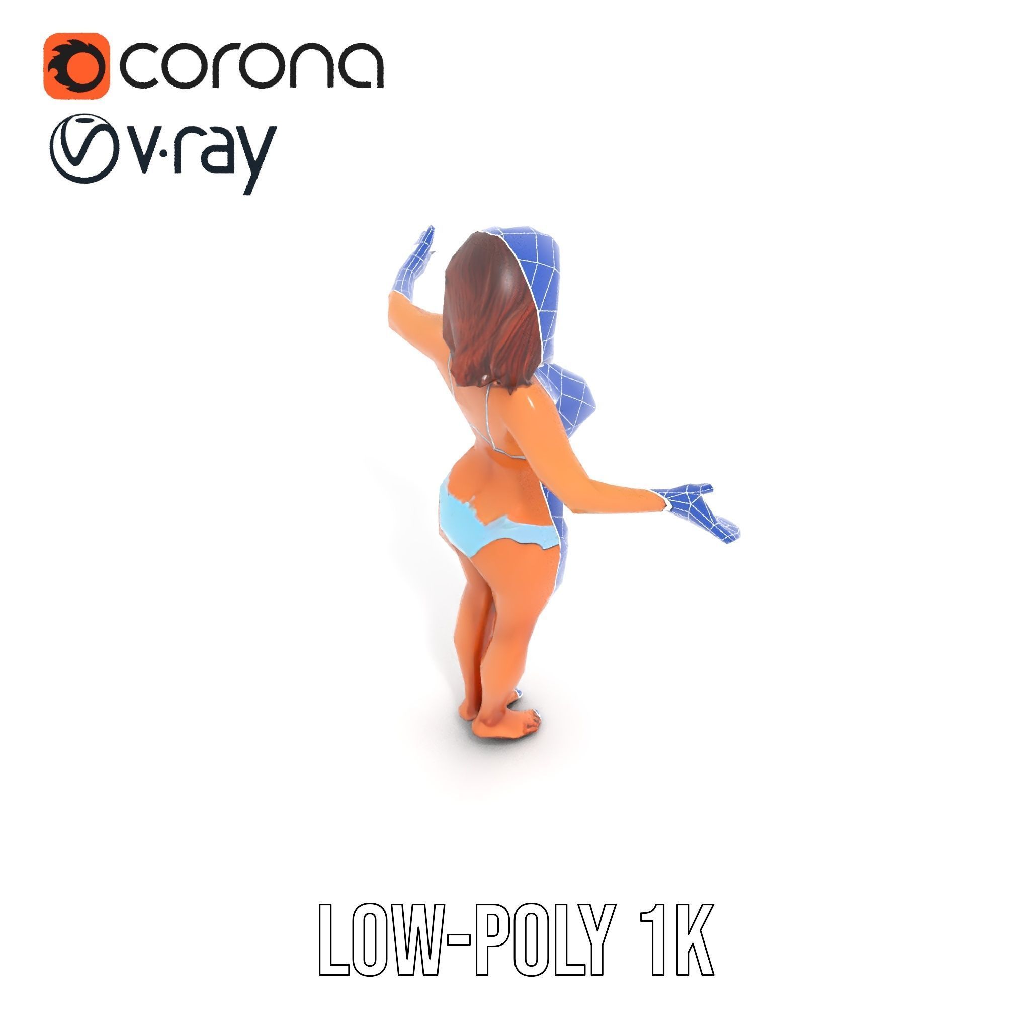 D Beachwear Character Rigged and Animated Model Low-poly 3D model_19