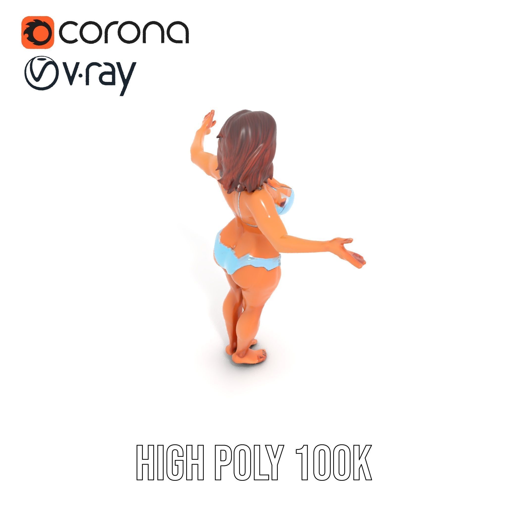 D Beachwear Character Rigged and Animated Model Low-poly 3D model_26
