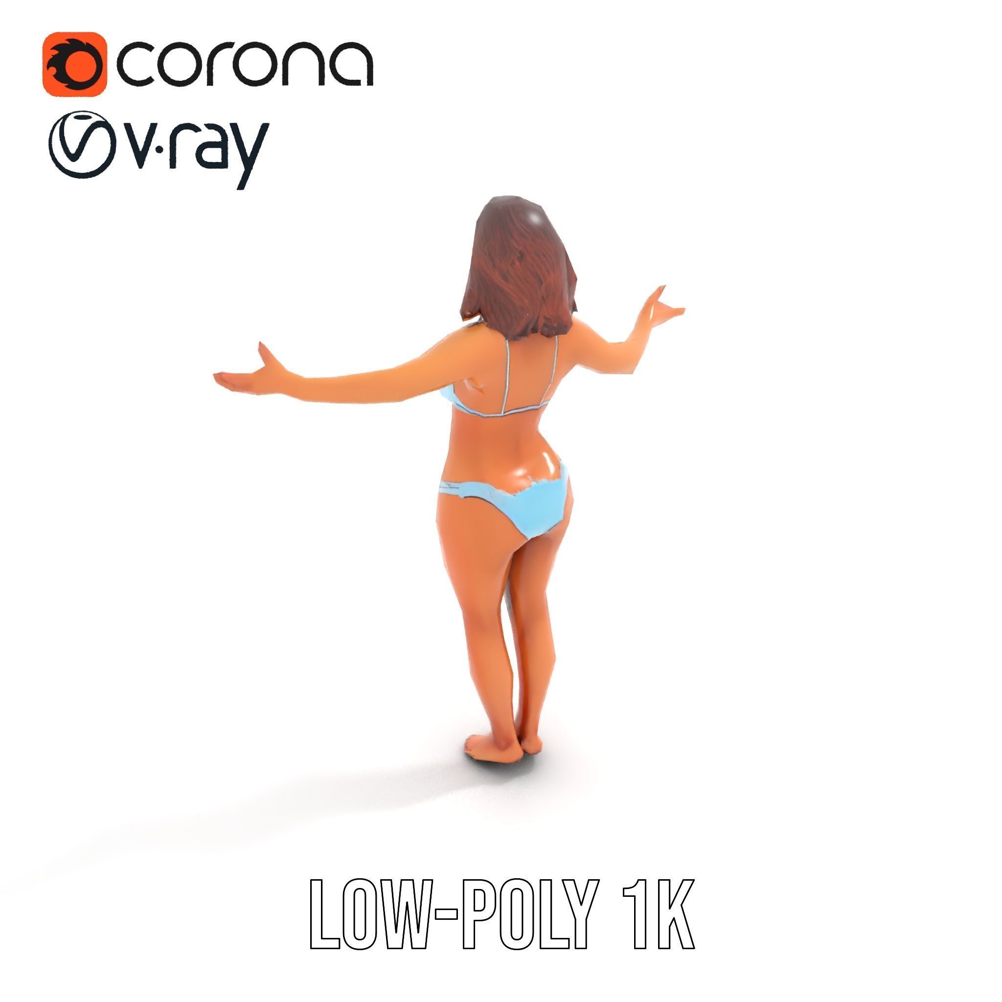 D Beachwear Character Rigged and Animated Model Low-poly 3D model_12