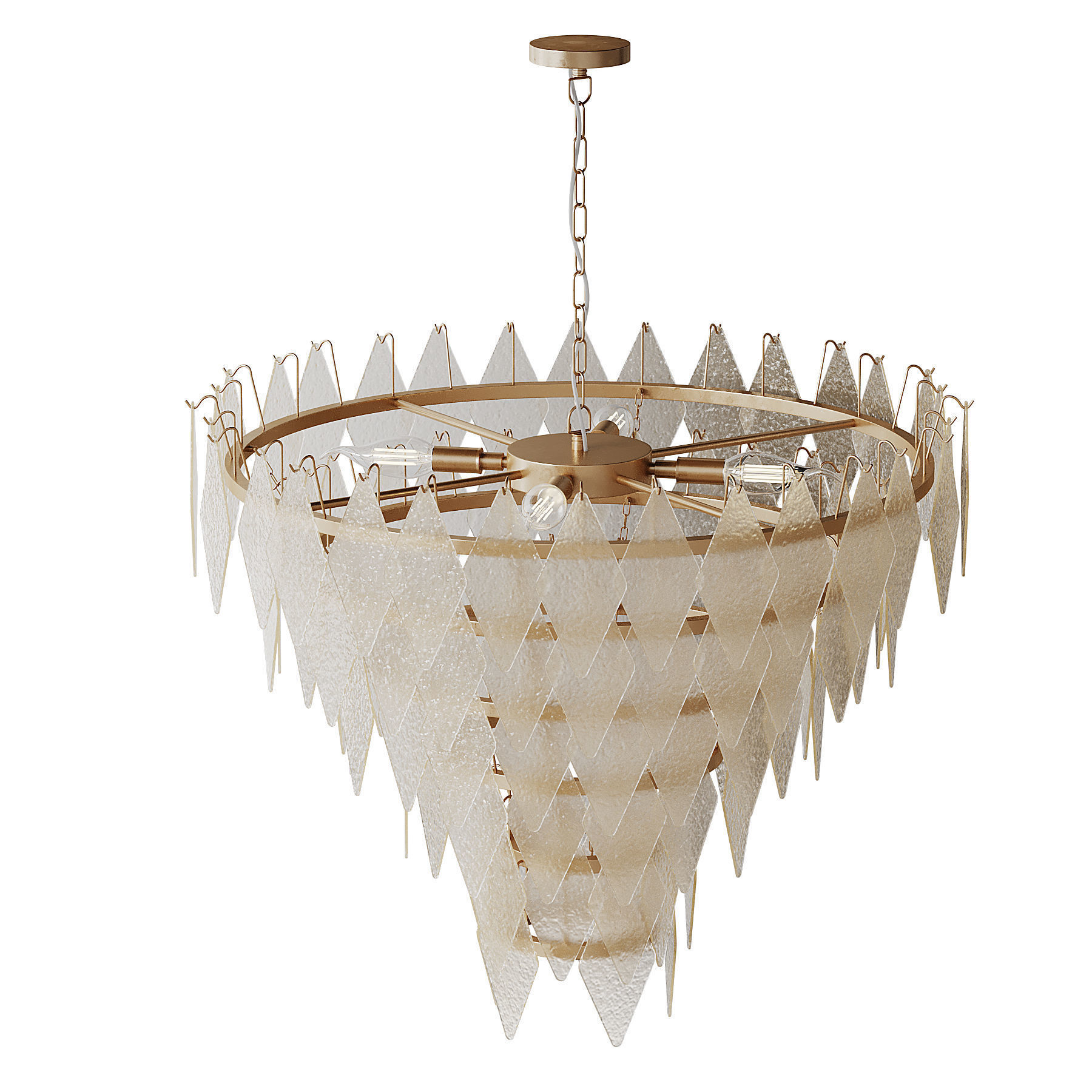 Rhombus Chandelier Antique Brass L light 3D model_9