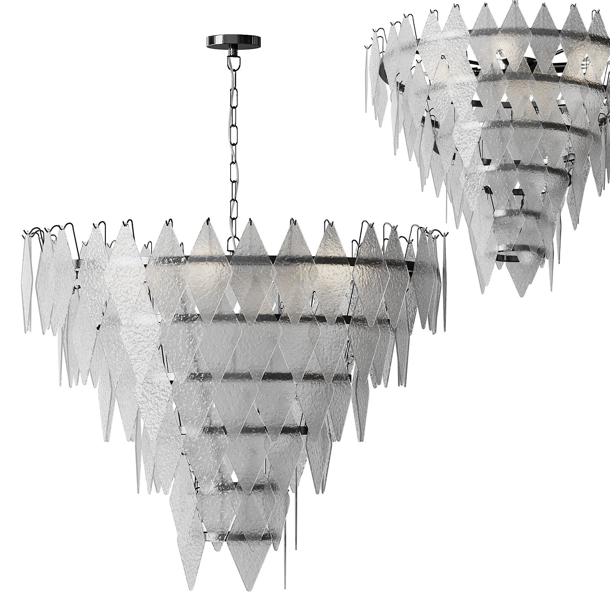 Rhombus Chandelier Antique Brass L light 3D model_1