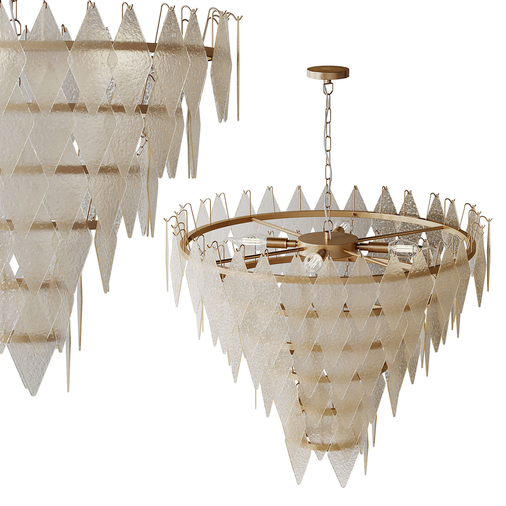 Rhombus Chandelier Antique Brass L light 3D model_4