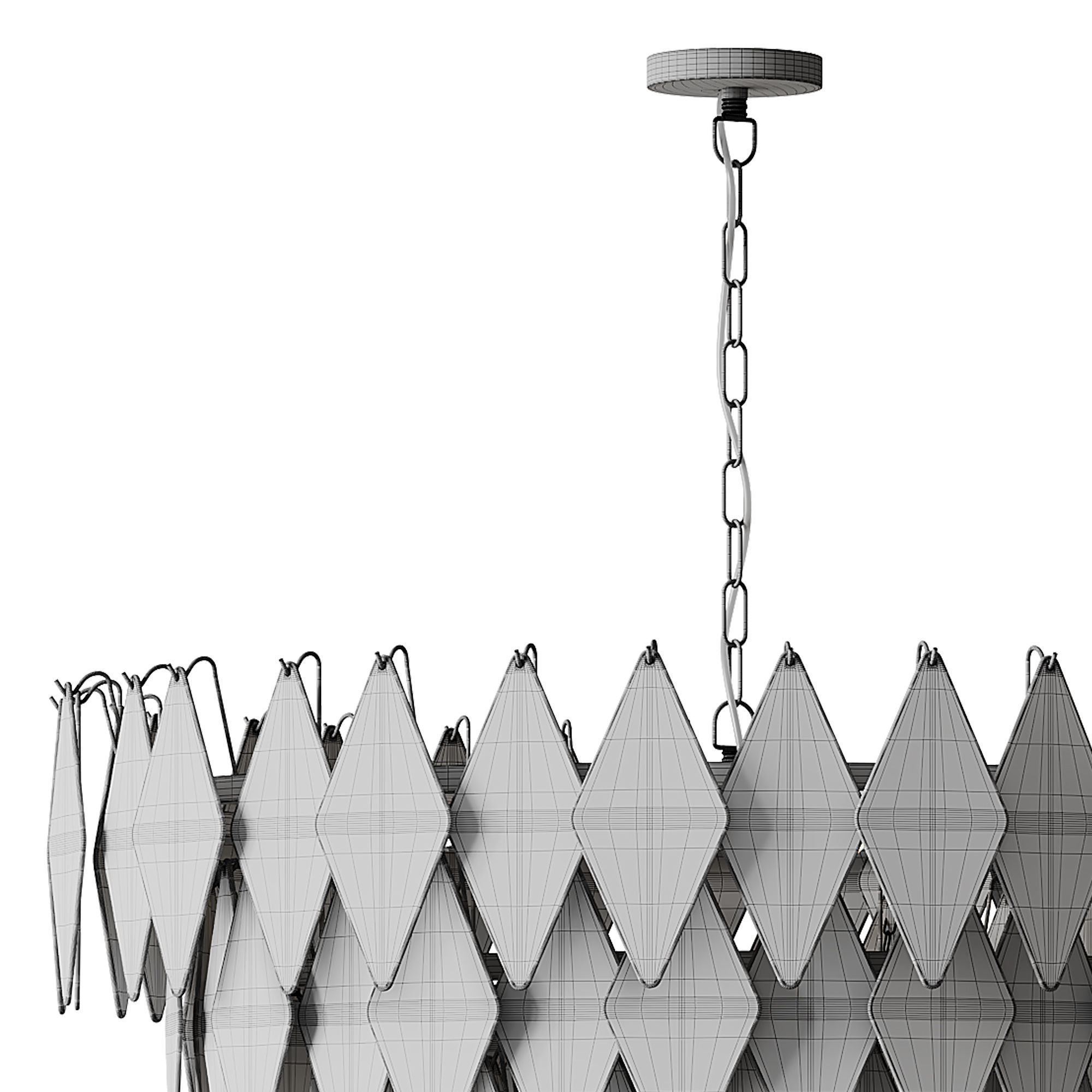 Rhombus Chandelier Antique Brass L light 3D model_14