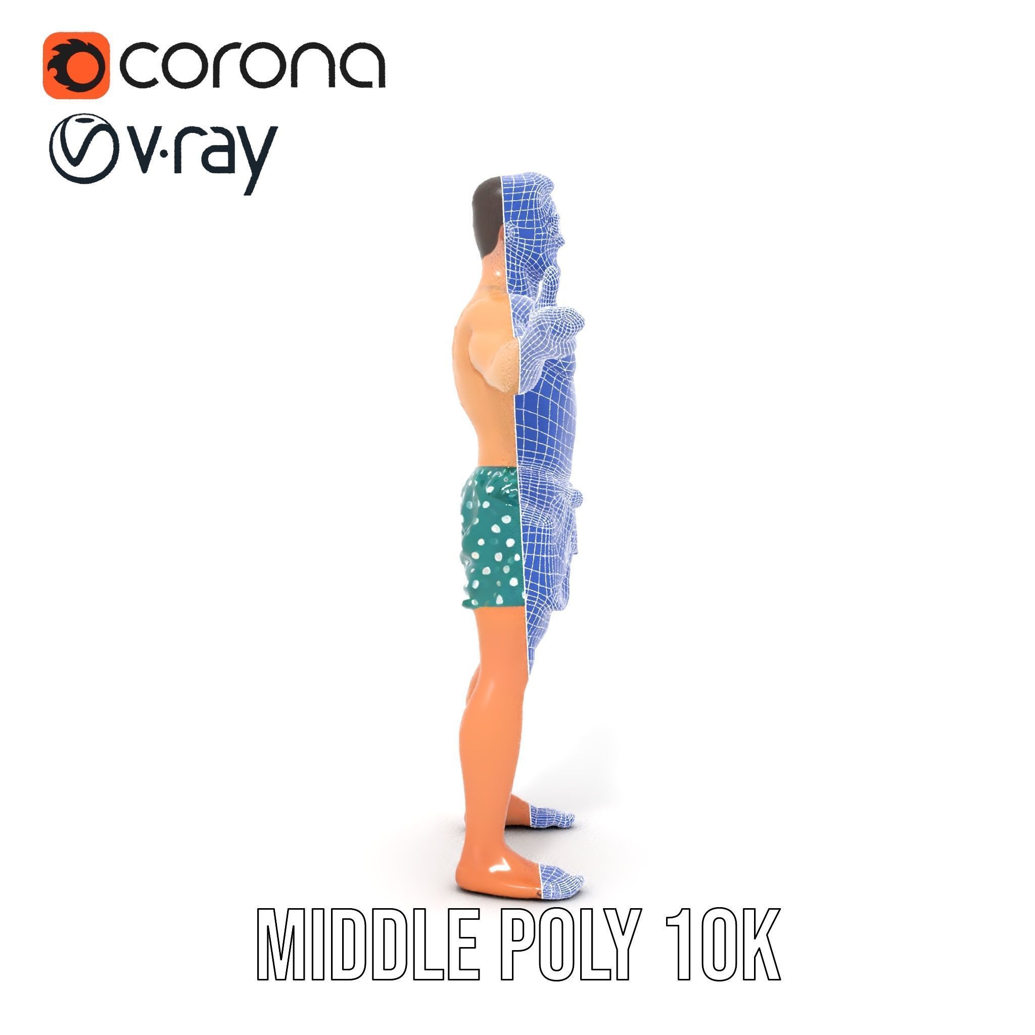 Beach Guy Character Model Rigged and Animated Low-poly 3D model_34