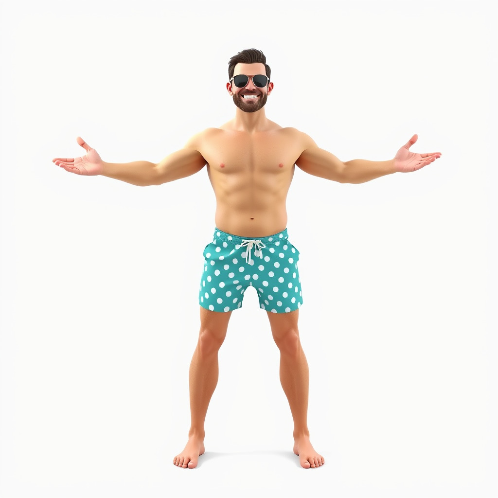 Beach Guy Character Model Rigged and Animated Low-poly 3D model_2