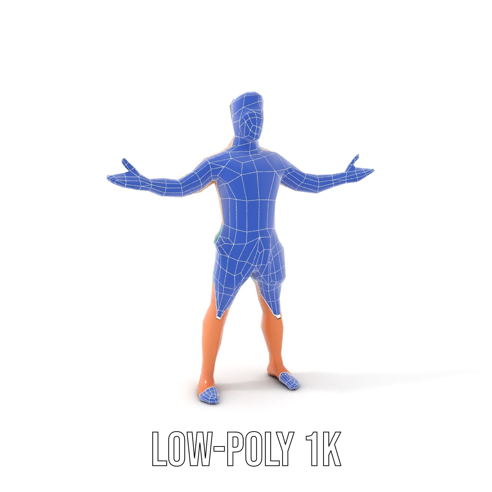 Beach Guy Character Model Rigged and Animated Low-poly 3D model_16