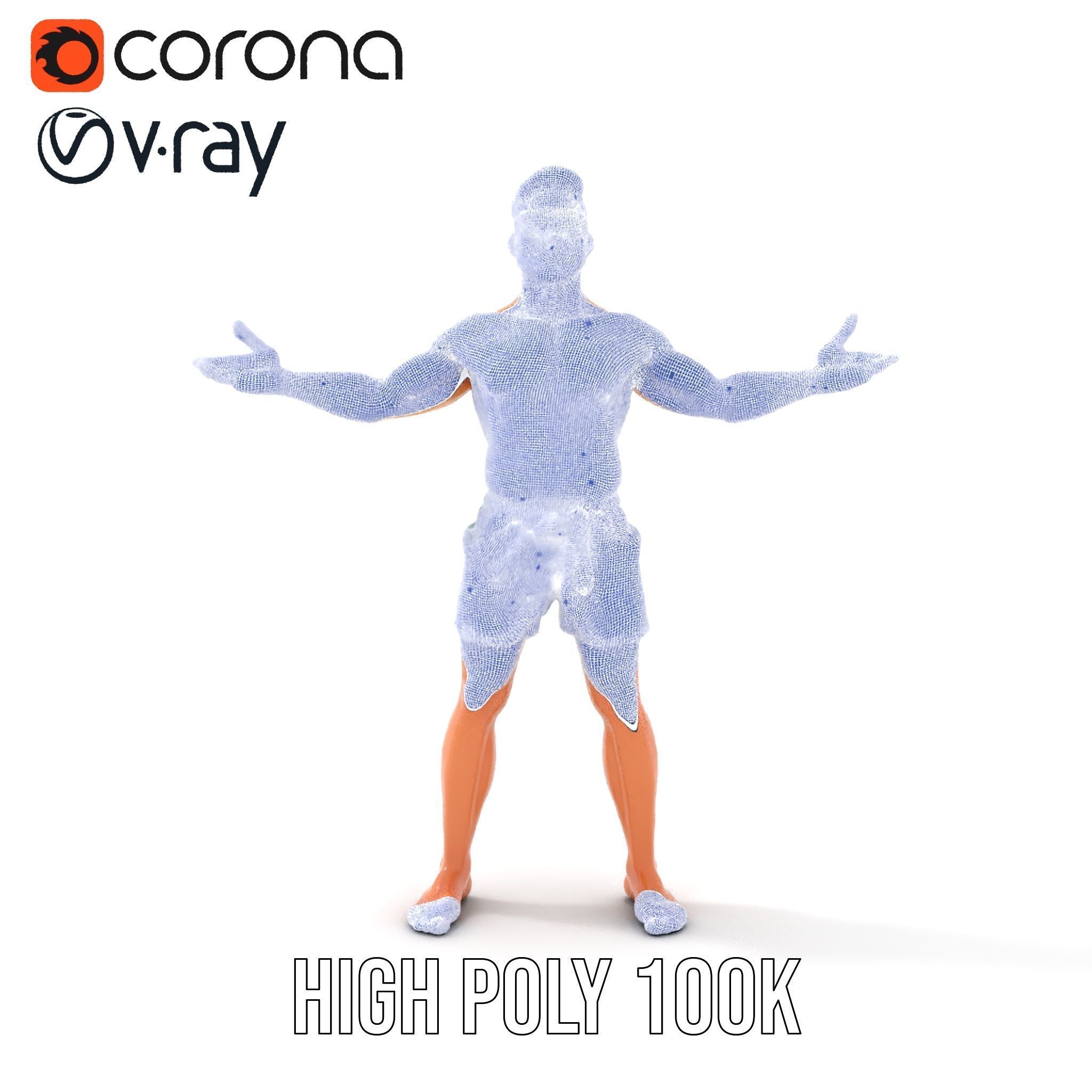 Beach Guy Character Model Rigged and Animated Low-poly 3D model_32