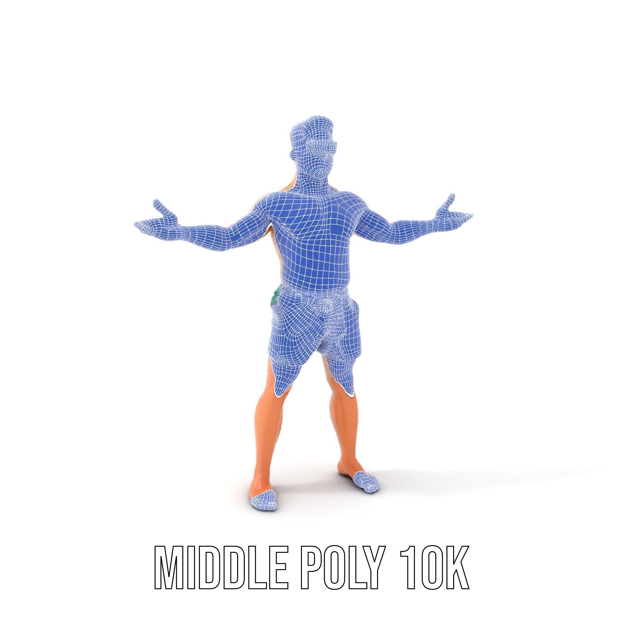Beach Guy Character Model Rigged and Animated Low-poly 3D model_27
