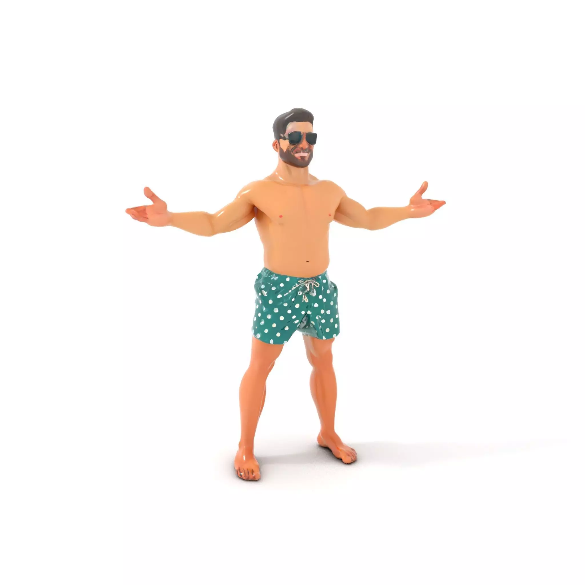 Beach Guy Character Model Rigged and Animated Low-poly 3D model_0