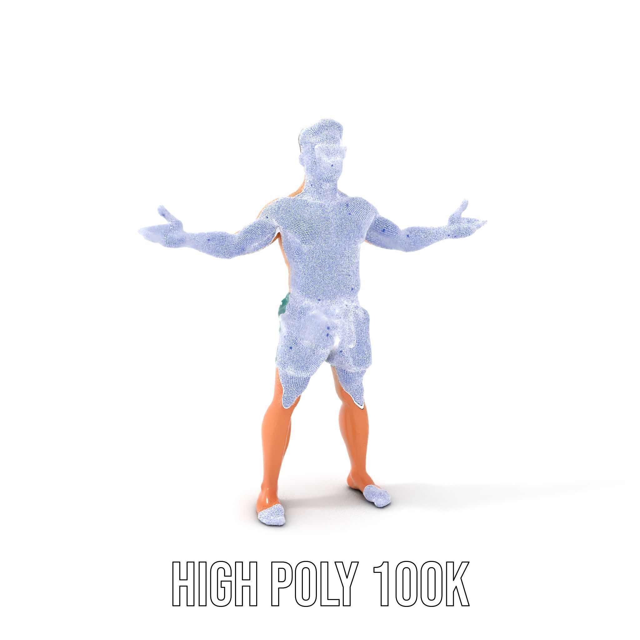 Beach Guy Character Model Rigged and Animated Low-poly 3D model_4