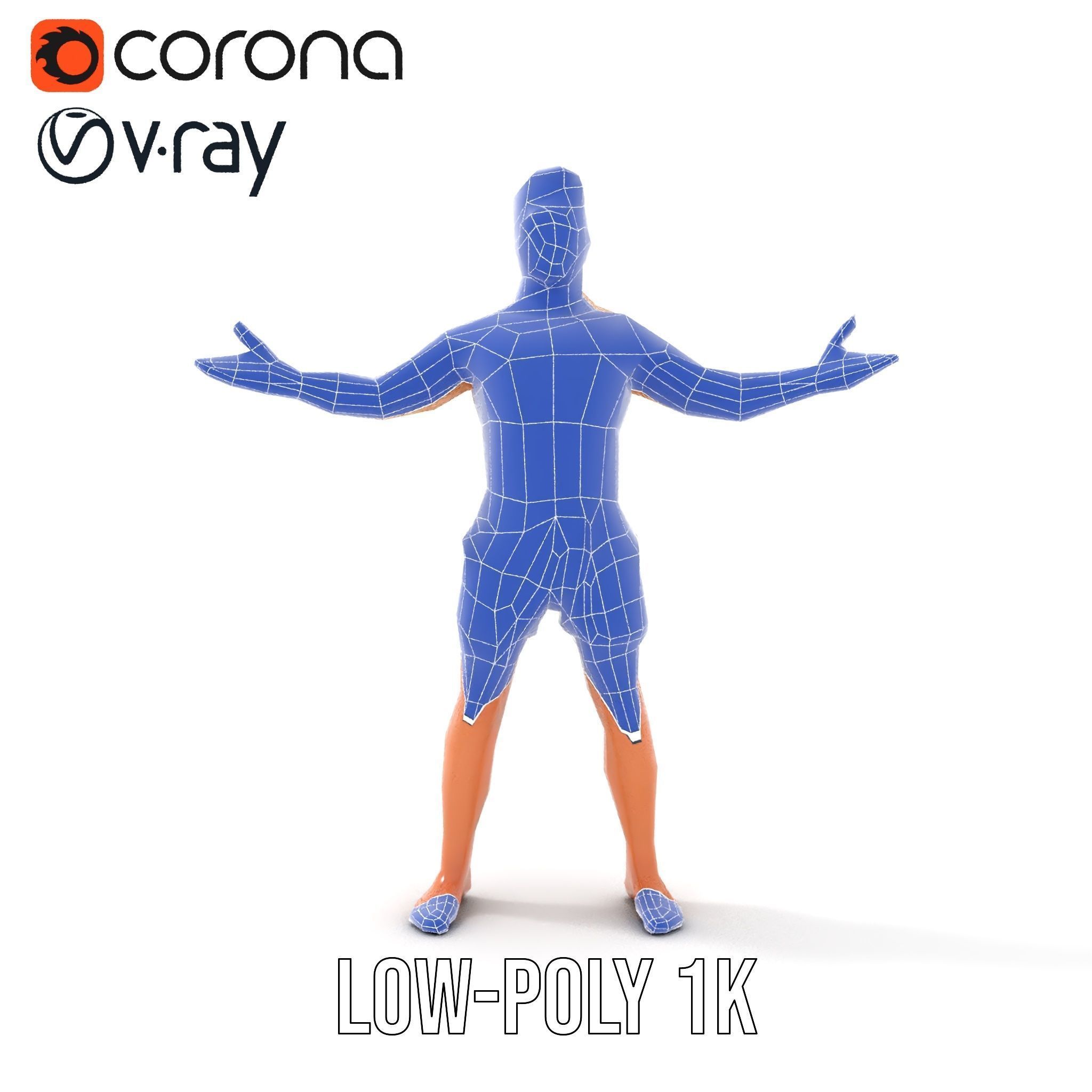 Beach Guy Character Model Rigged and Animated Low-poly 3D model_31