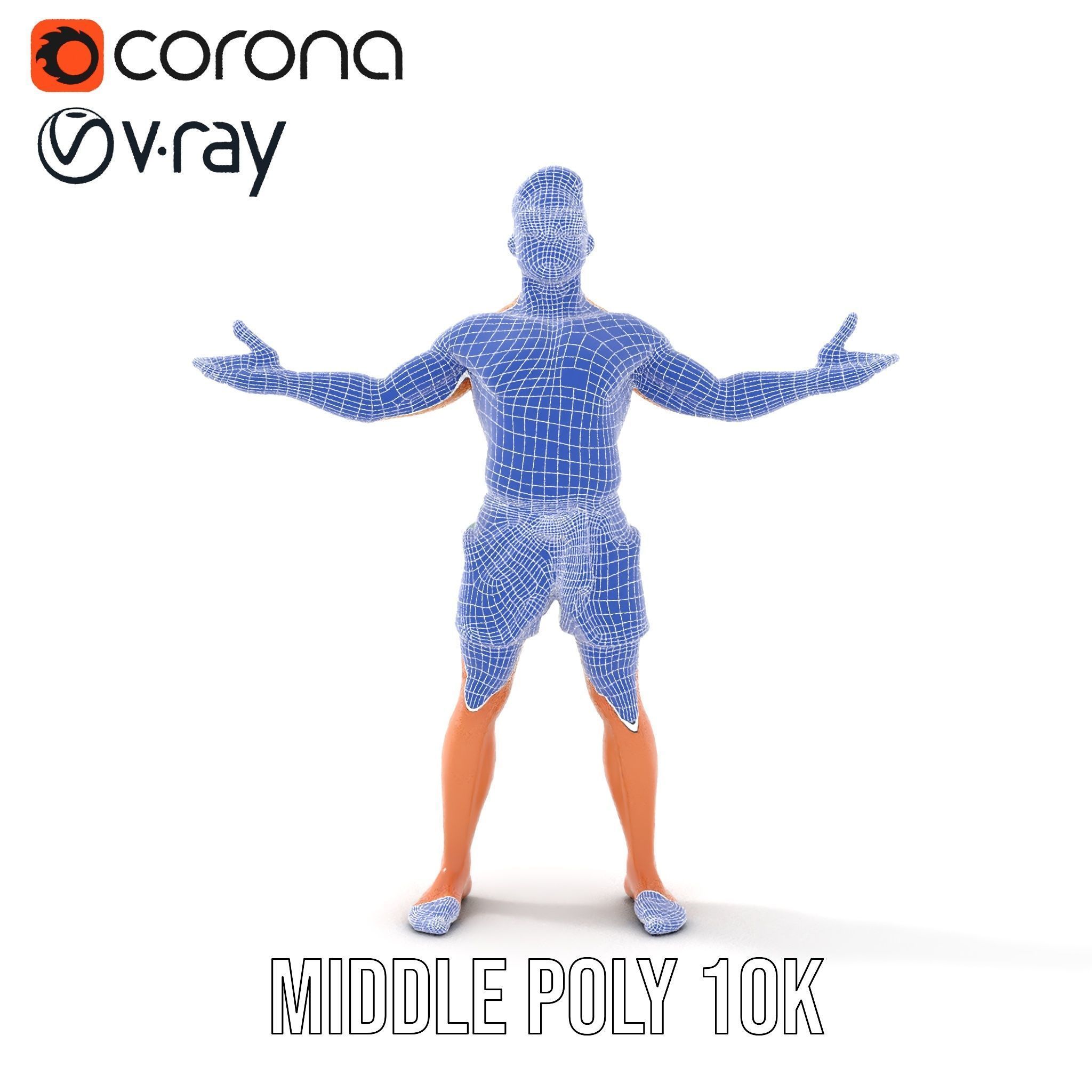 Beach Guy Character Model Rigged and Animated Low-poly 3D model_30