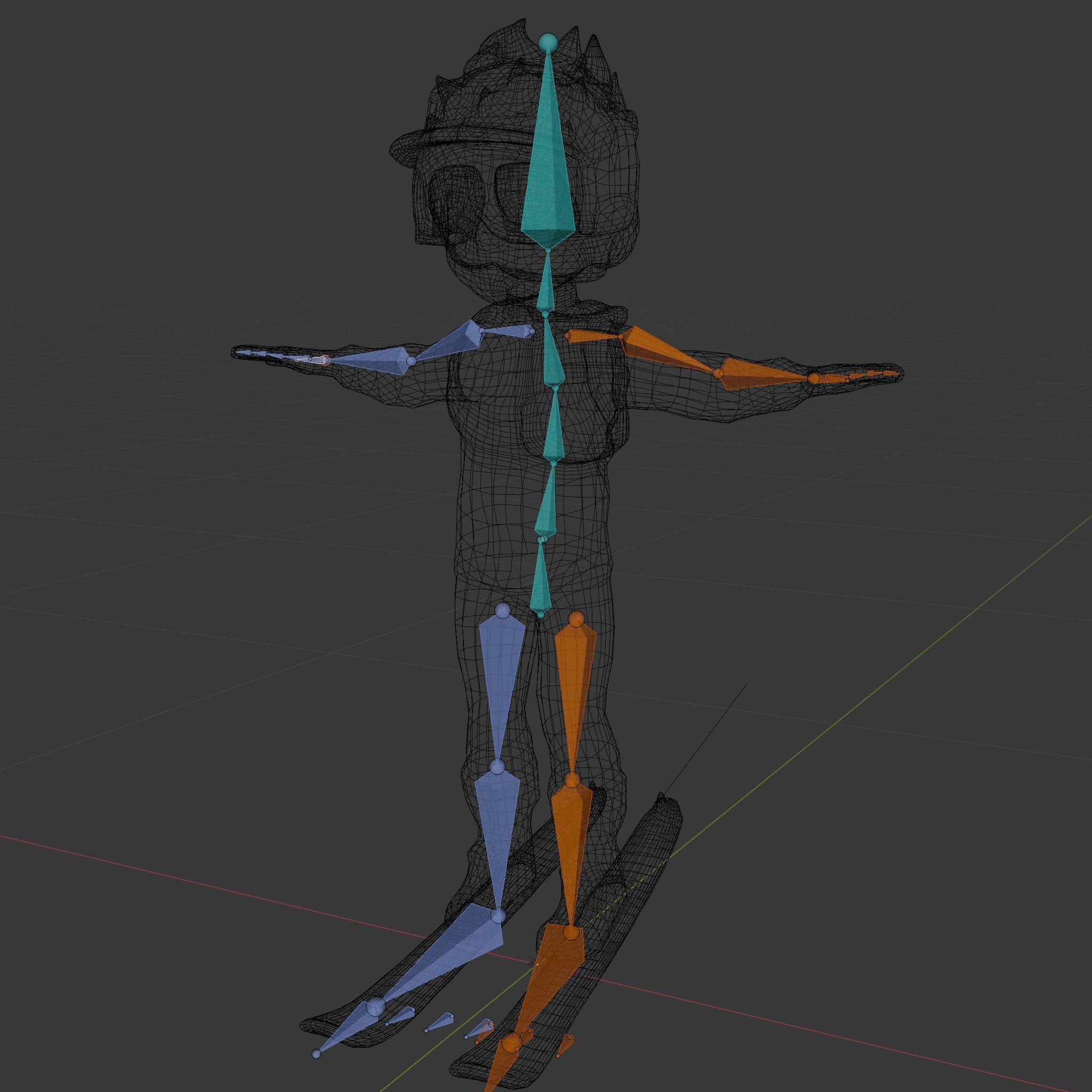 Cheerful Skiing Character Rigged and Animated D Model Low-poly 3D model_5