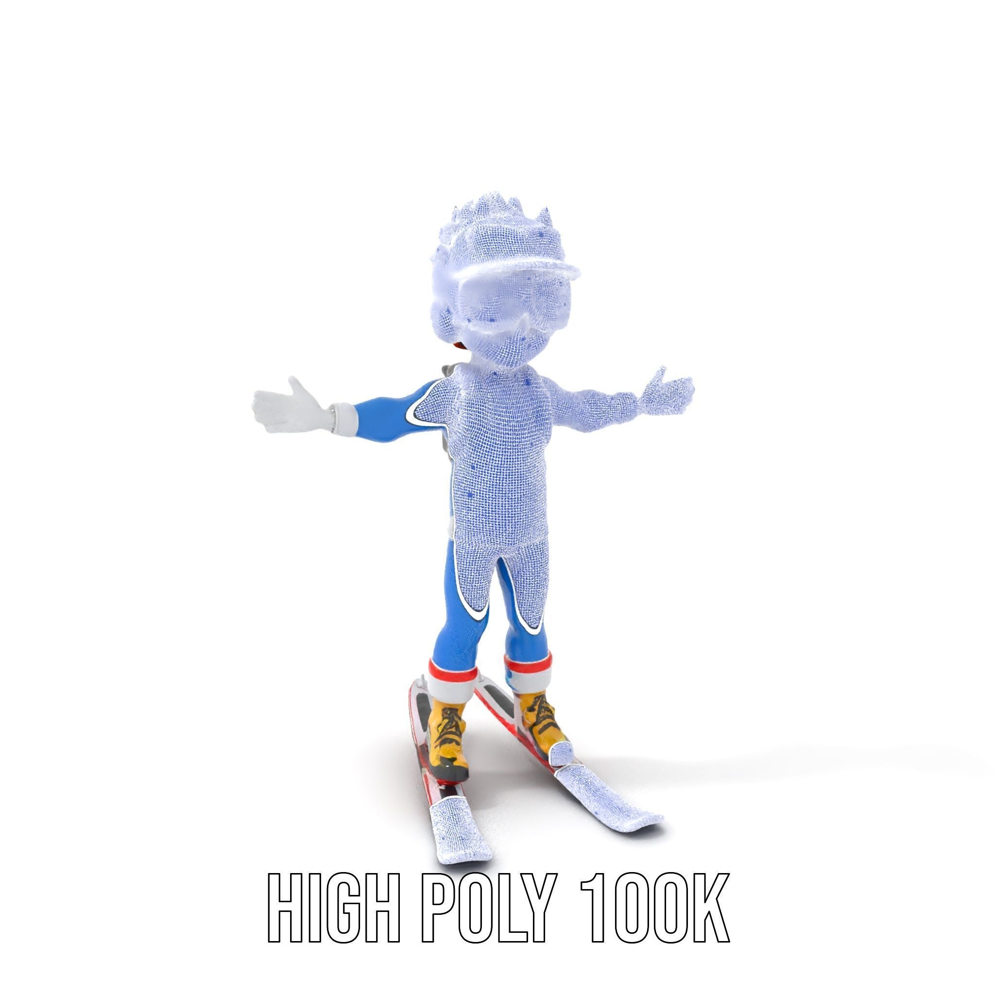 Cheerful Skiing Character Rigged and Animated D Model Low-poly 3D model_4