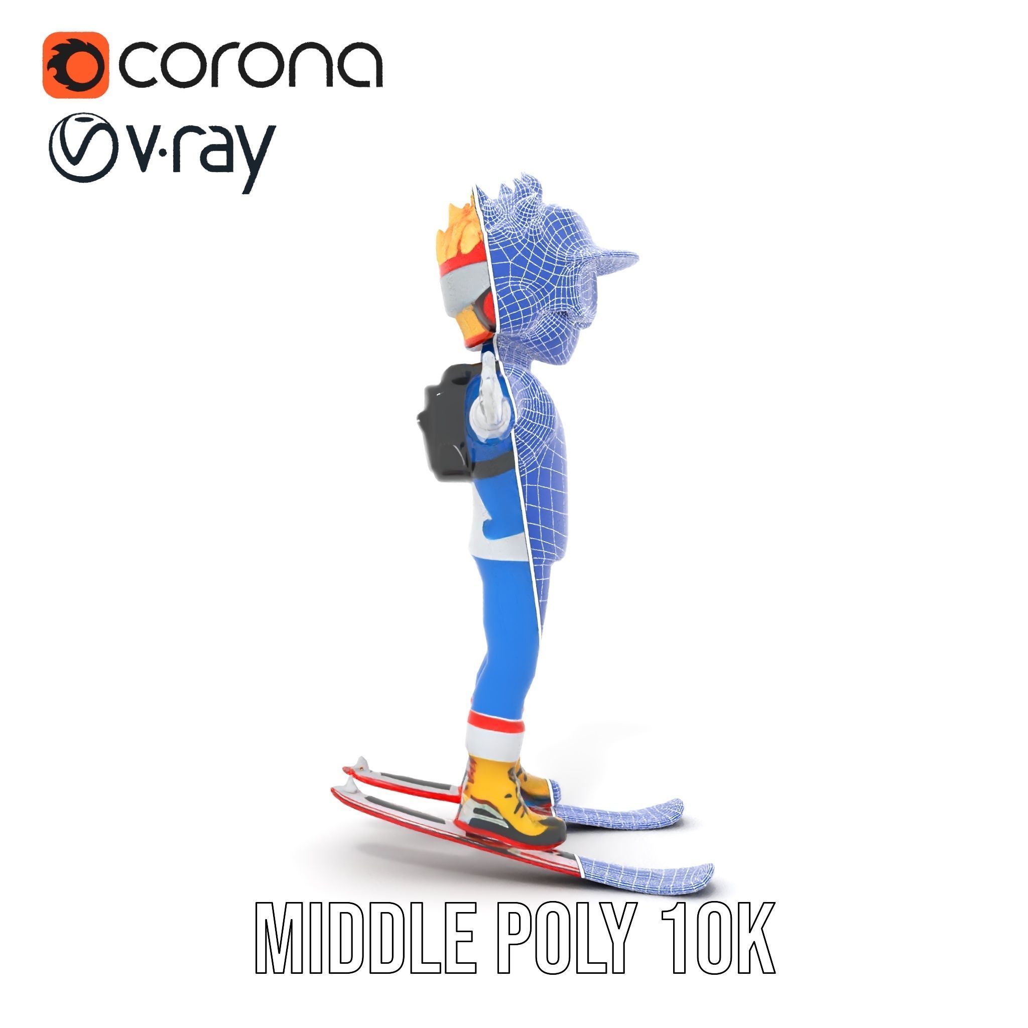 Cheerful Skiing Character Rigged and Animated D Model Low-poly 3D model_34