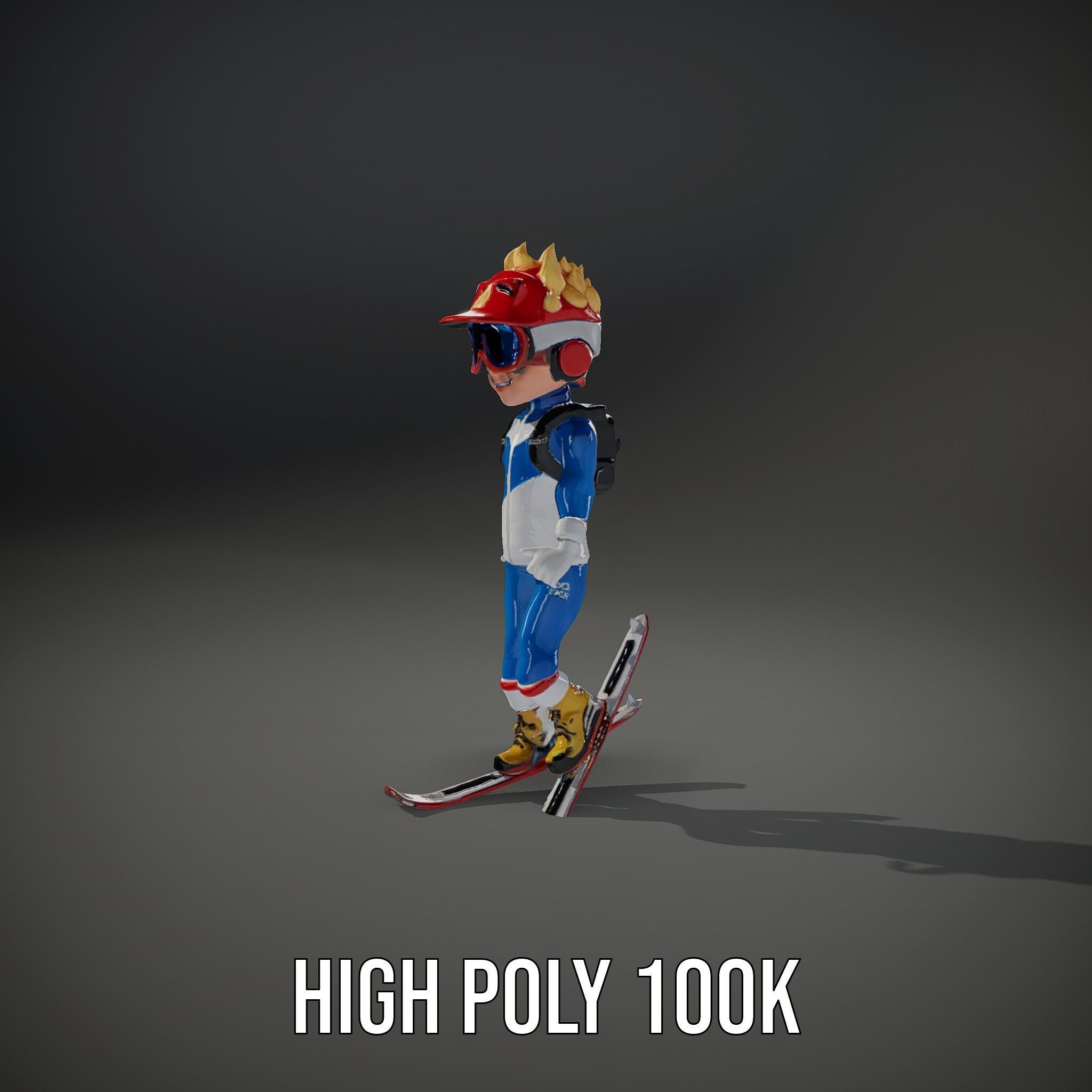 Cheerful Skiing Character Rigged and Animated D Model Low-poly 3D model_25