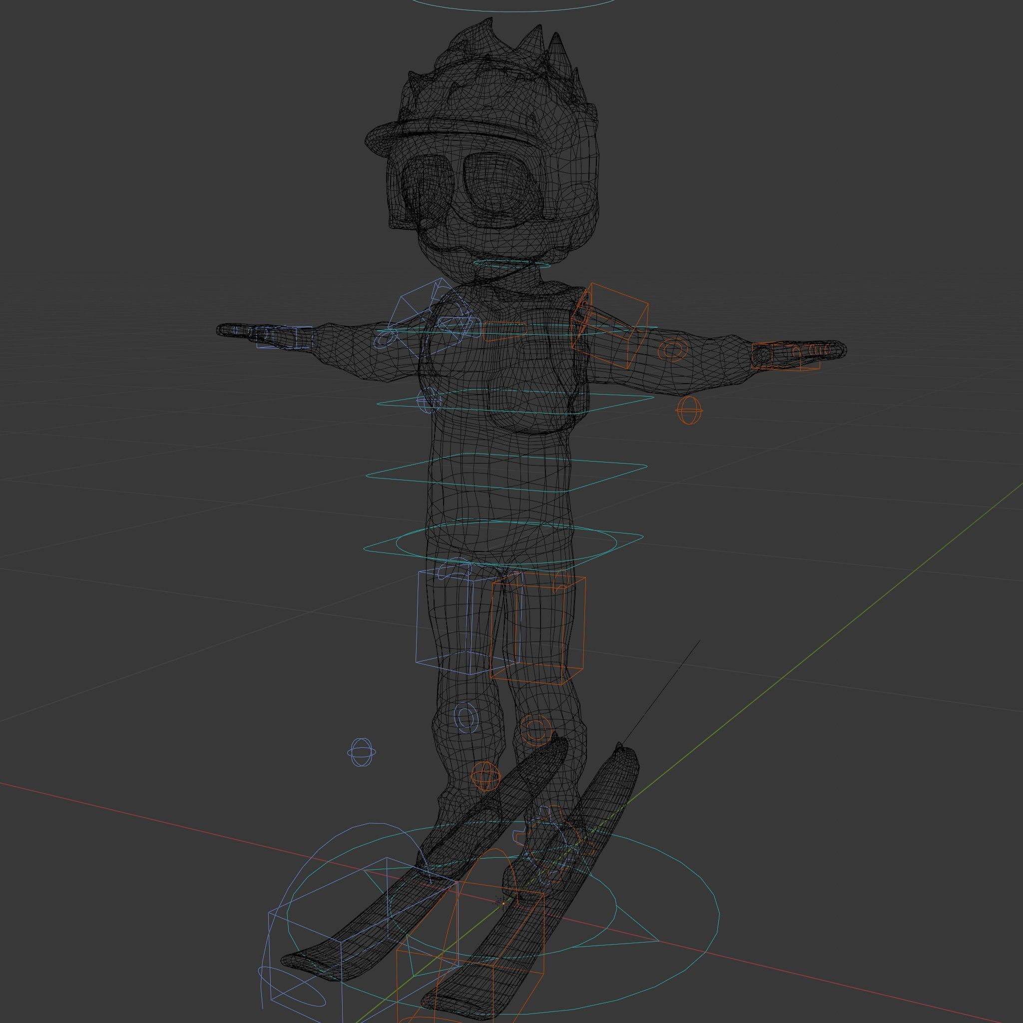 Cheerful Skiing Character Rigged and Animated D Model Low-poly 3D model_6