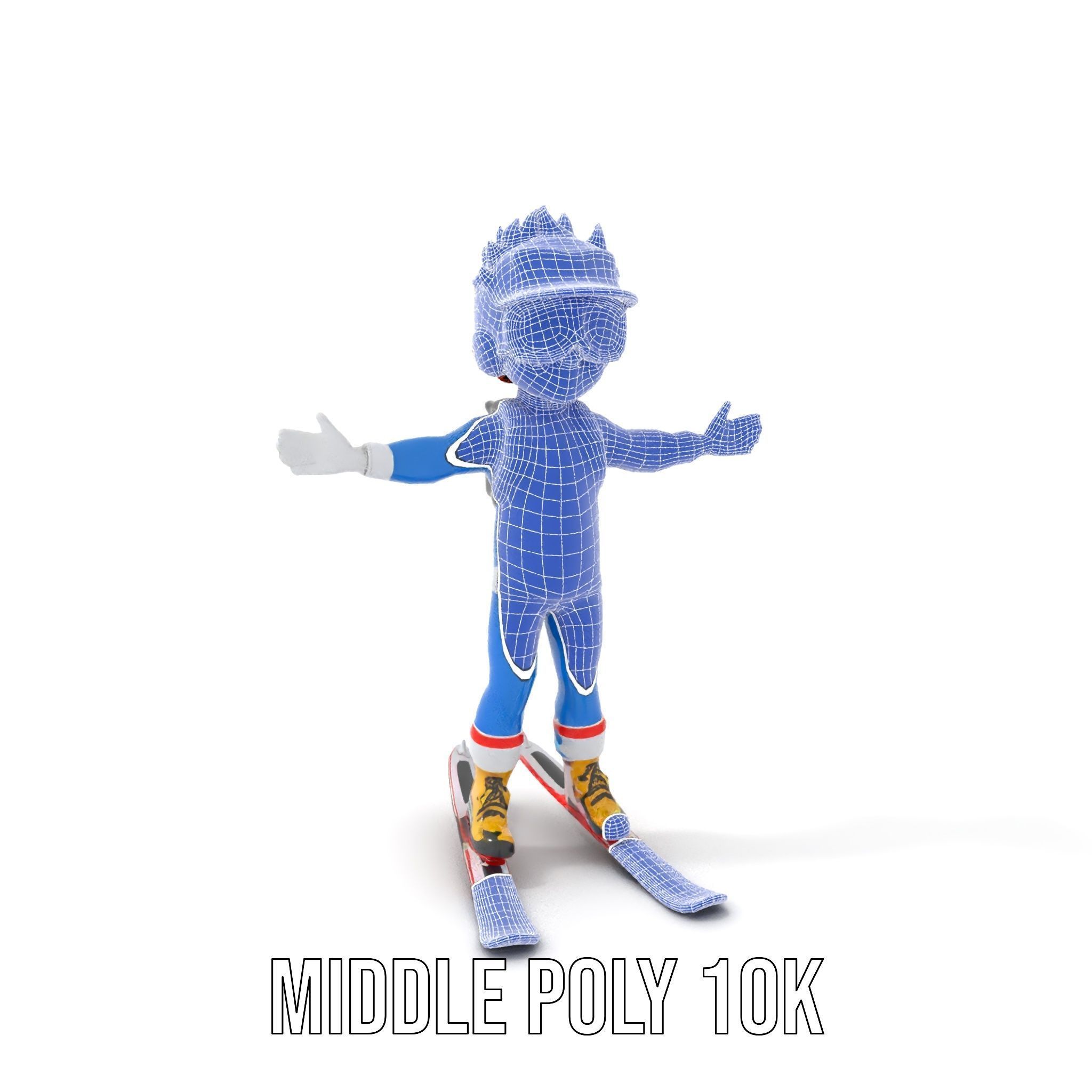 Cheerful Skiing Character Rigged and Animated D Model Low-poly 3D model_18