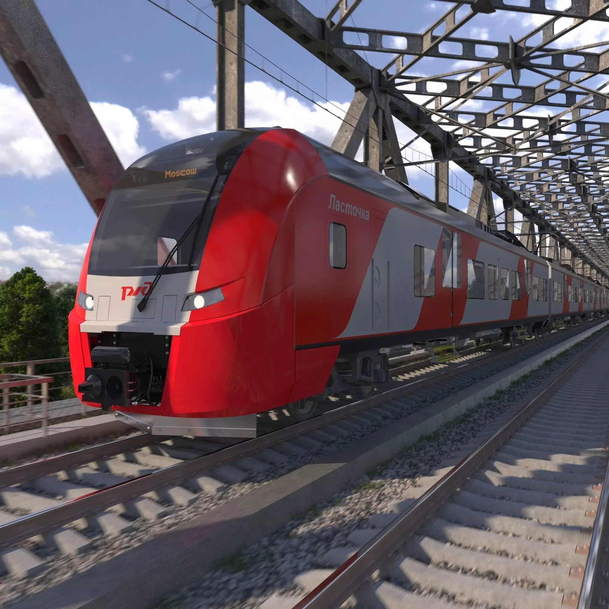 Electric Train Siemens Desiro Rus Lastochka 3D model