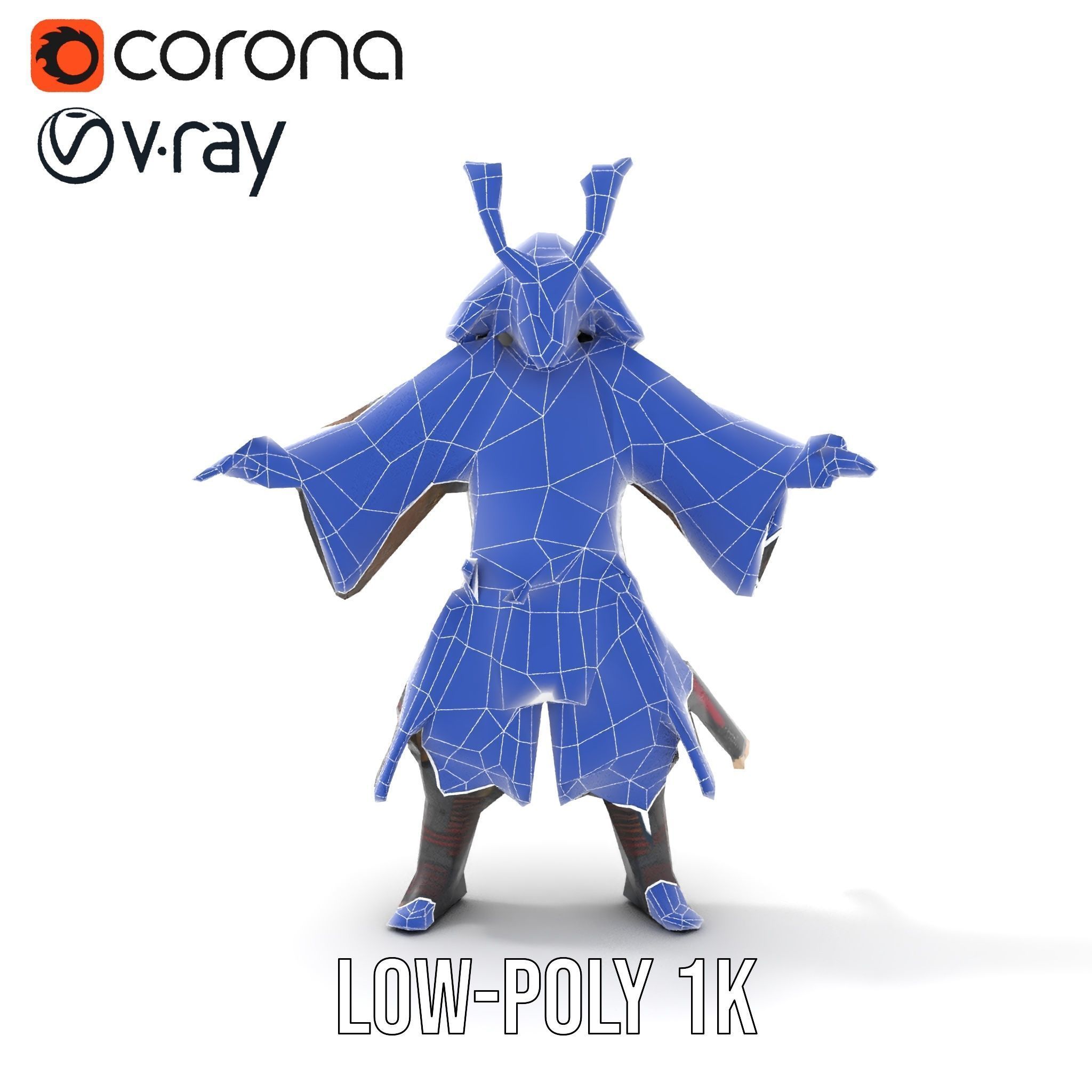 Samurai Warrior Rigged and Animated D Character Model Low-poly 3D model_22