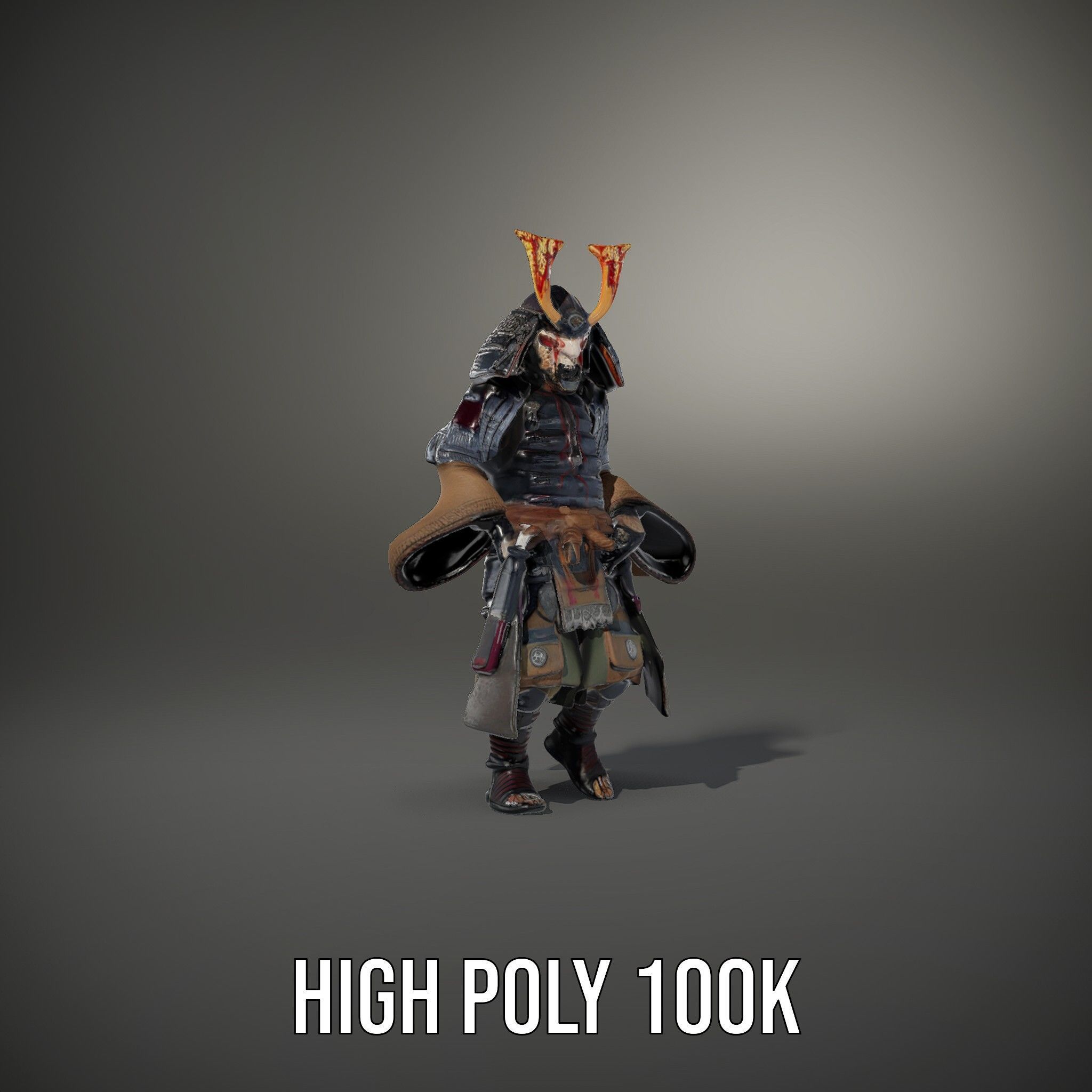 Samurai Warrior Rigged and Animated D Character Model Low-poly 3D model_35