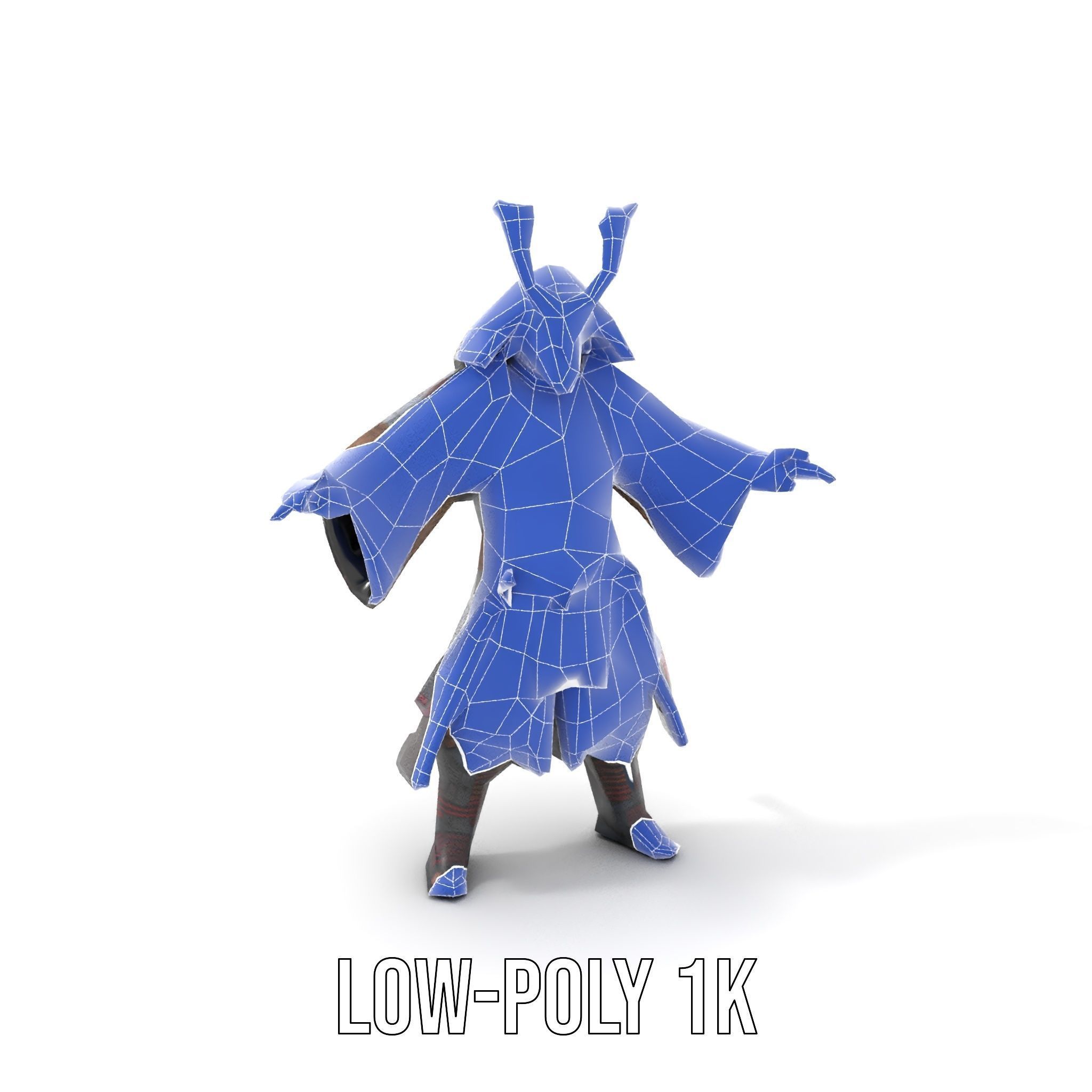 Samurai Warrior Rigged and Animated D Character Model Low-poly 3D model_27