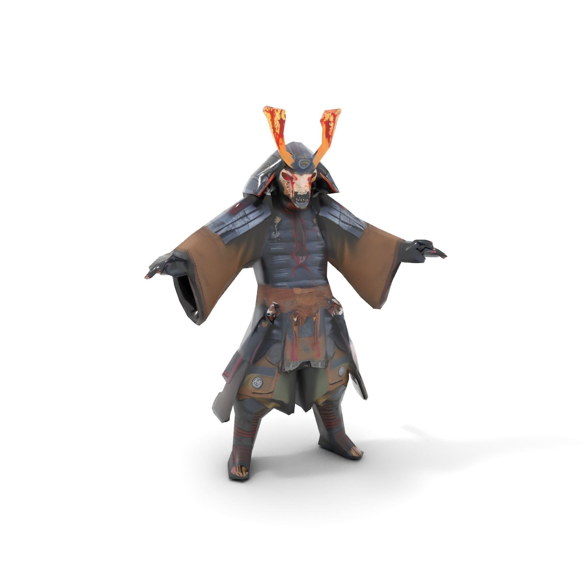 Samurai Warrior Rigged and Animated D Character Model Low-poly 3D model_7