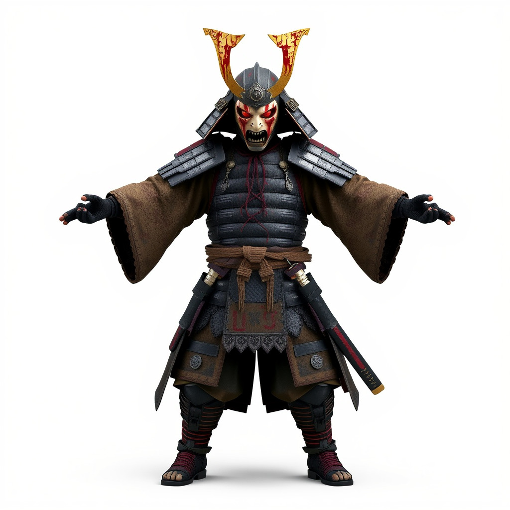 Samurai Warrior Rigged and Animated D Character Model Low-poly 3D model_2