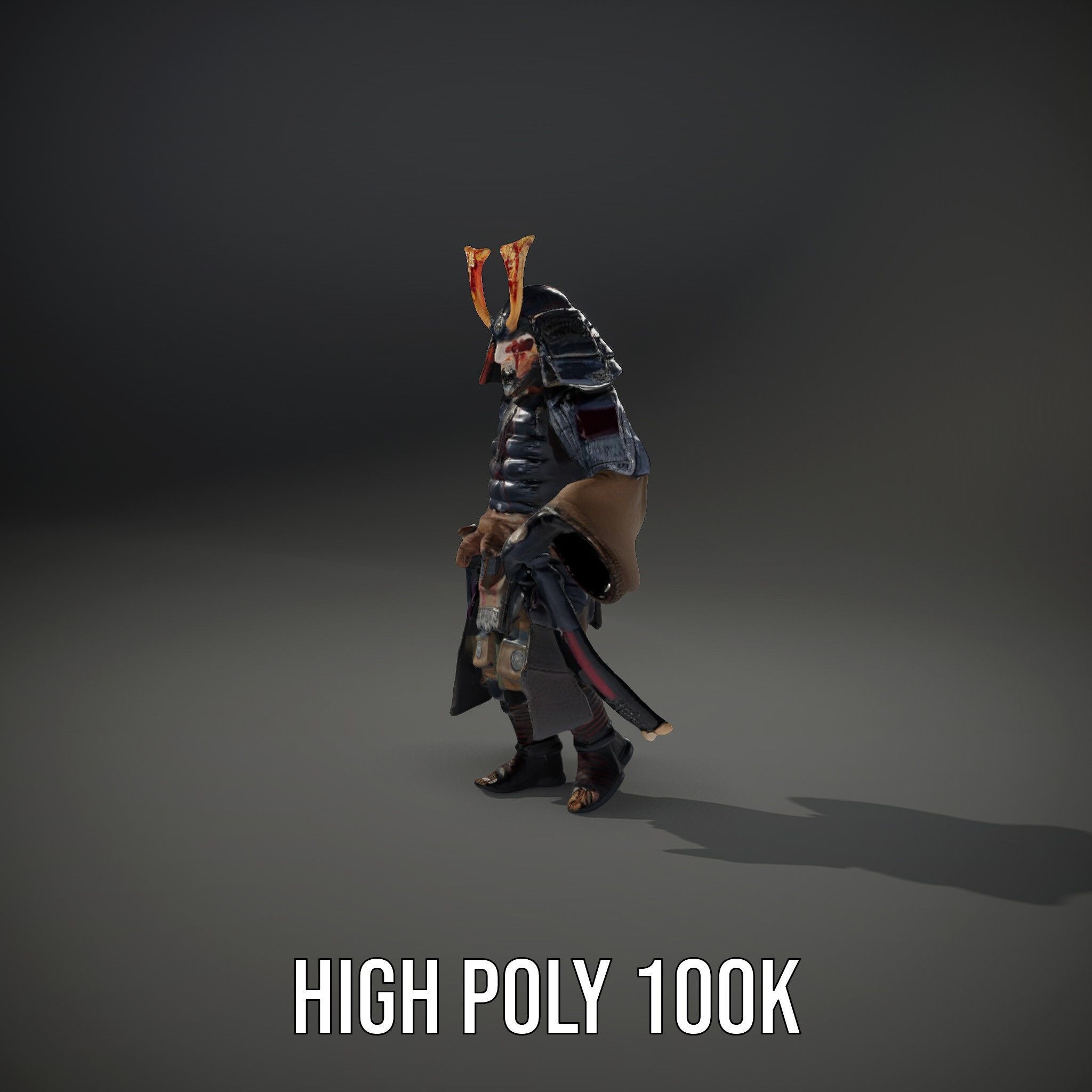 Samurai Warrior Rigged and Animated D Character Model Low-poly 3D model_36