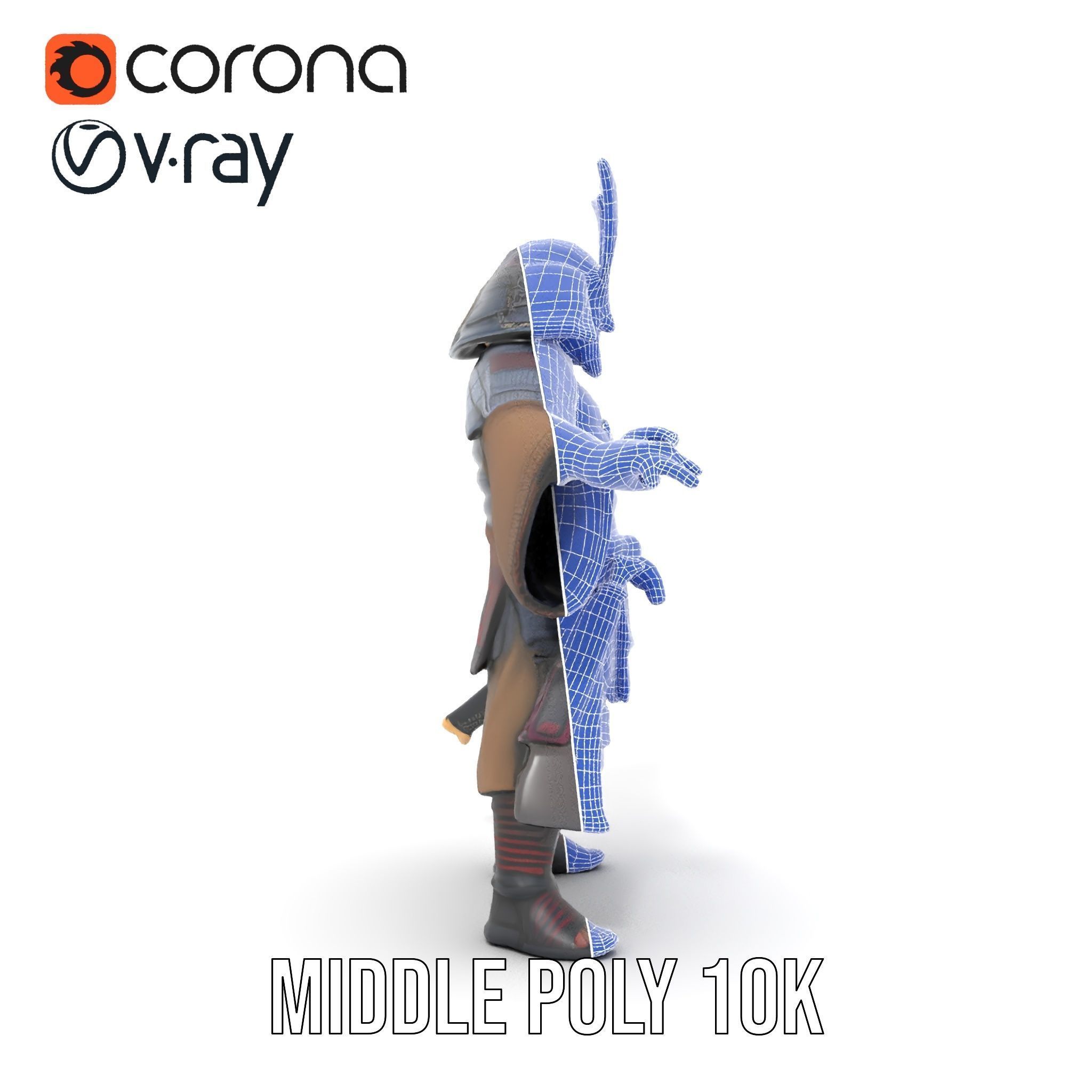 Samurai Warrior Rigged and Animated D Character Model Low-poly 3D model_34