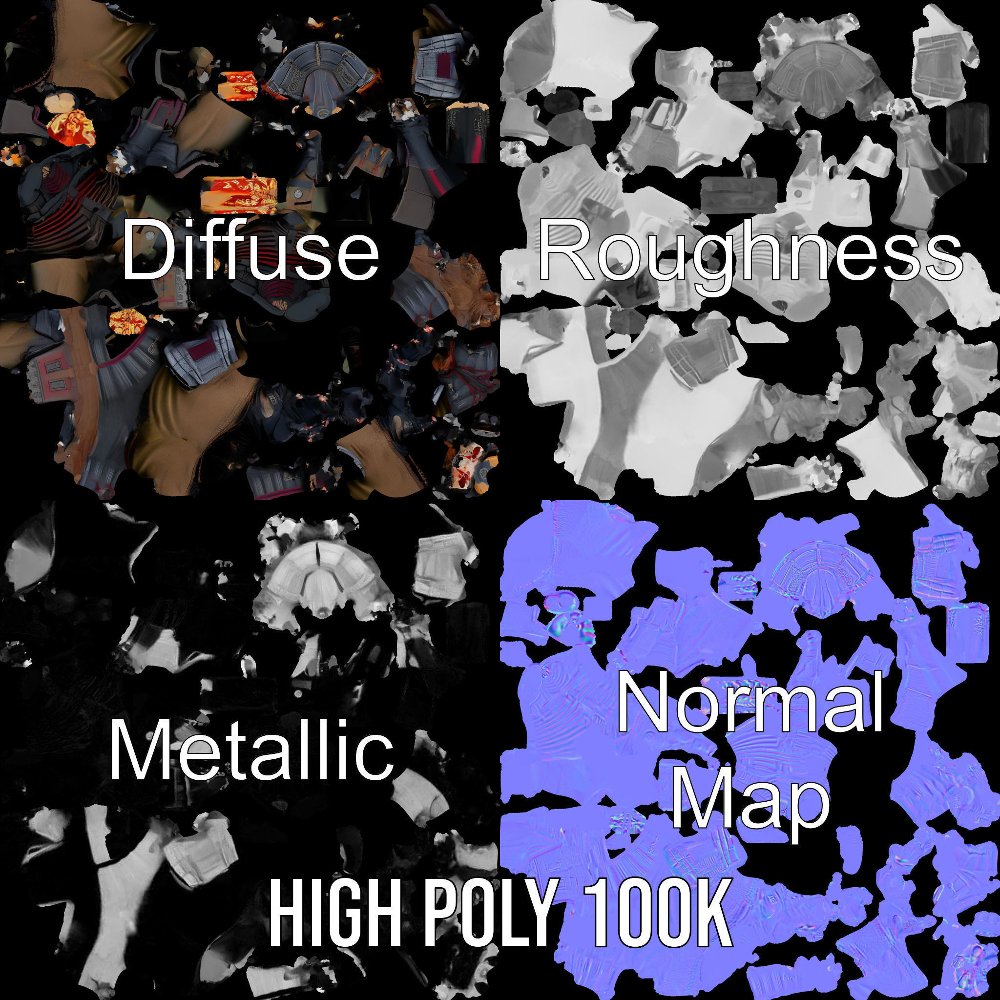 Samurai Warrior Rigged and Animated D Character Model Low-poly 3D model_3