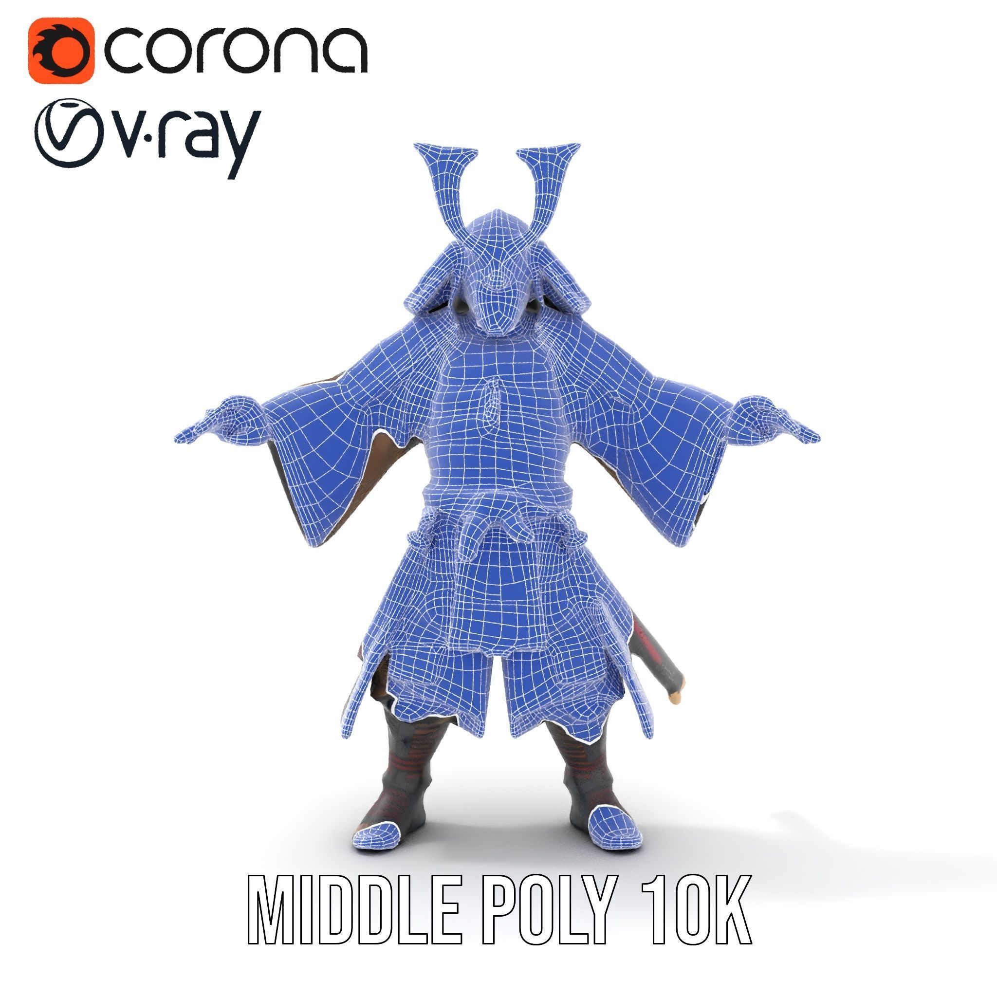 Samurai Warrior Rigged and Animated D Character Model Low-poly 3D model_23