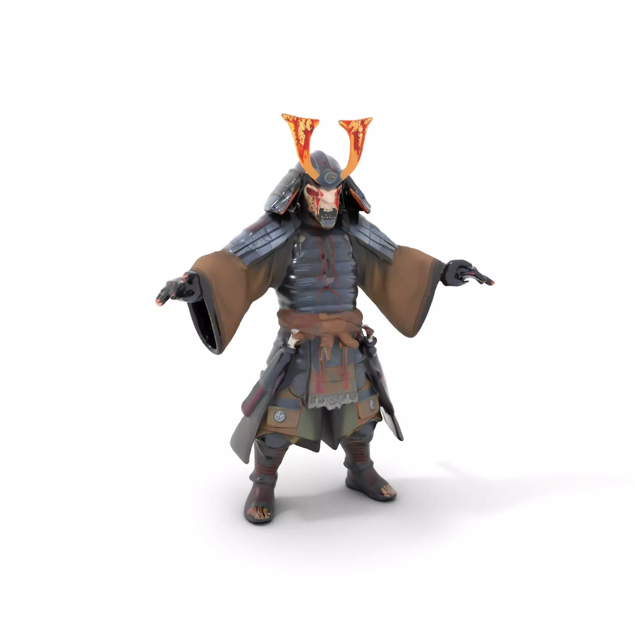 Samurai Warrior Rigged and Animated D Character Model Low-poly 3D model_0