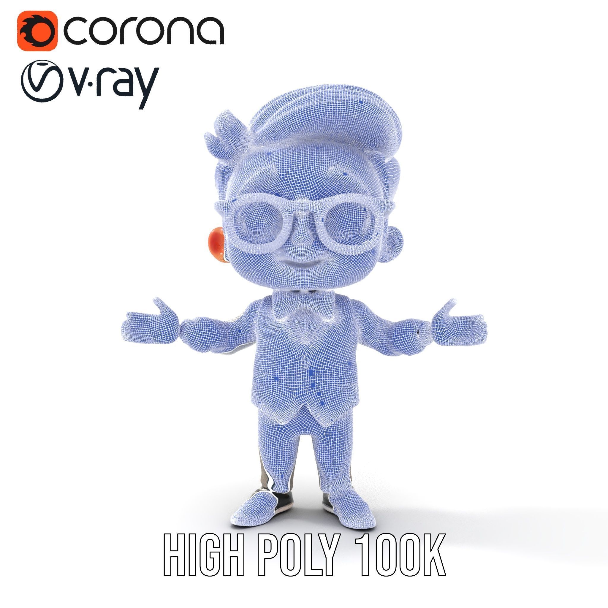 Young Scholar Character Rigged and Animated with Glasses and ... Low-poly 3D model_29