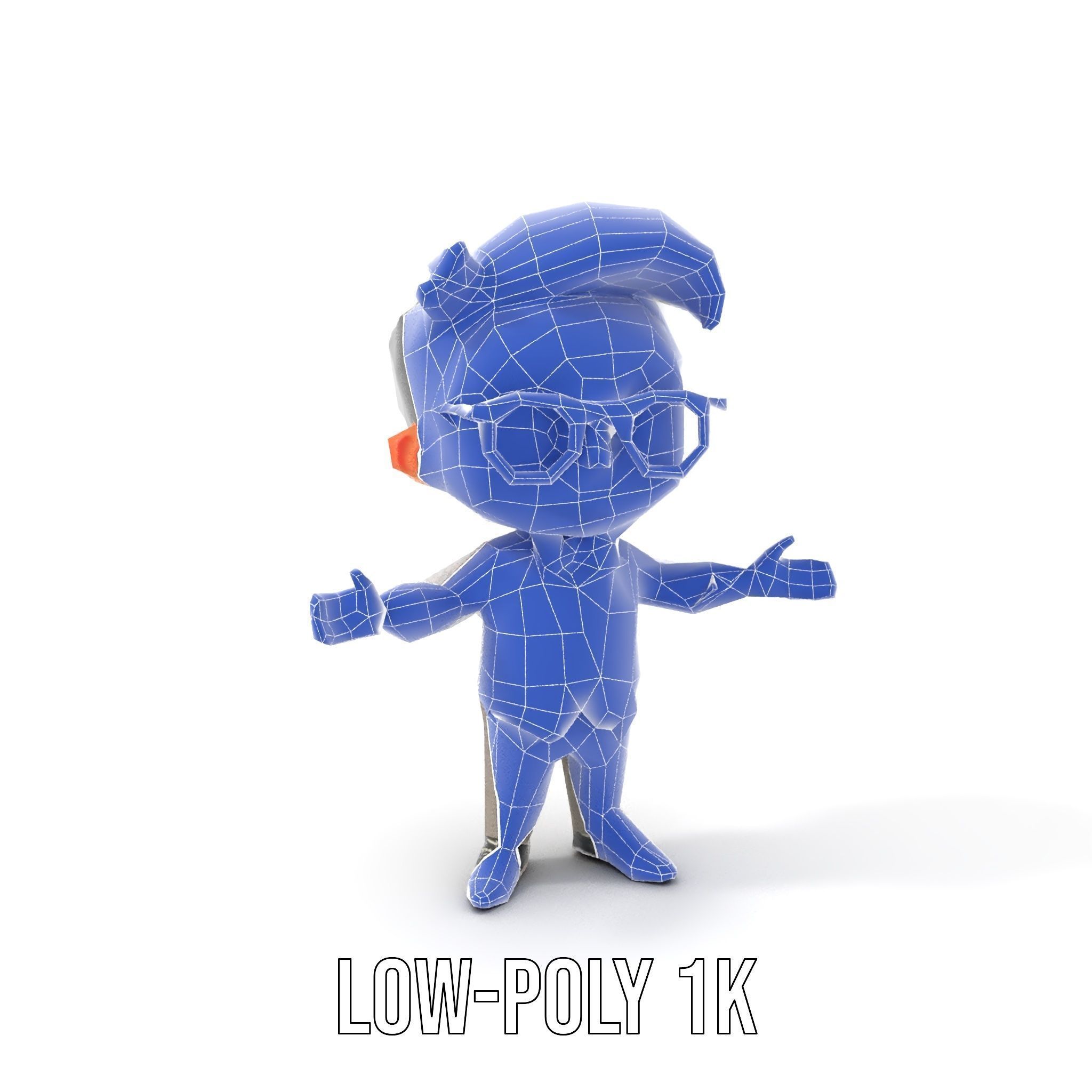 Young Scholar Character Rigged and Animated with Glasses and ... Low-poly 3D model_31