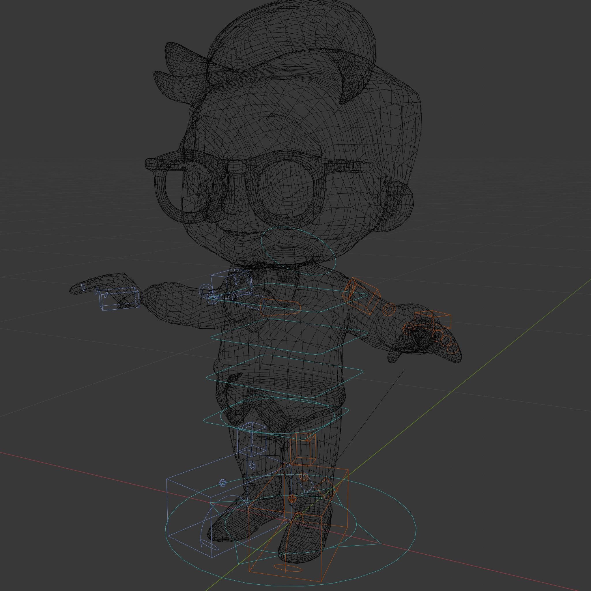 Young Scholar Character Rigged and Animated with Glasses and ... Low-poly 3D model_6