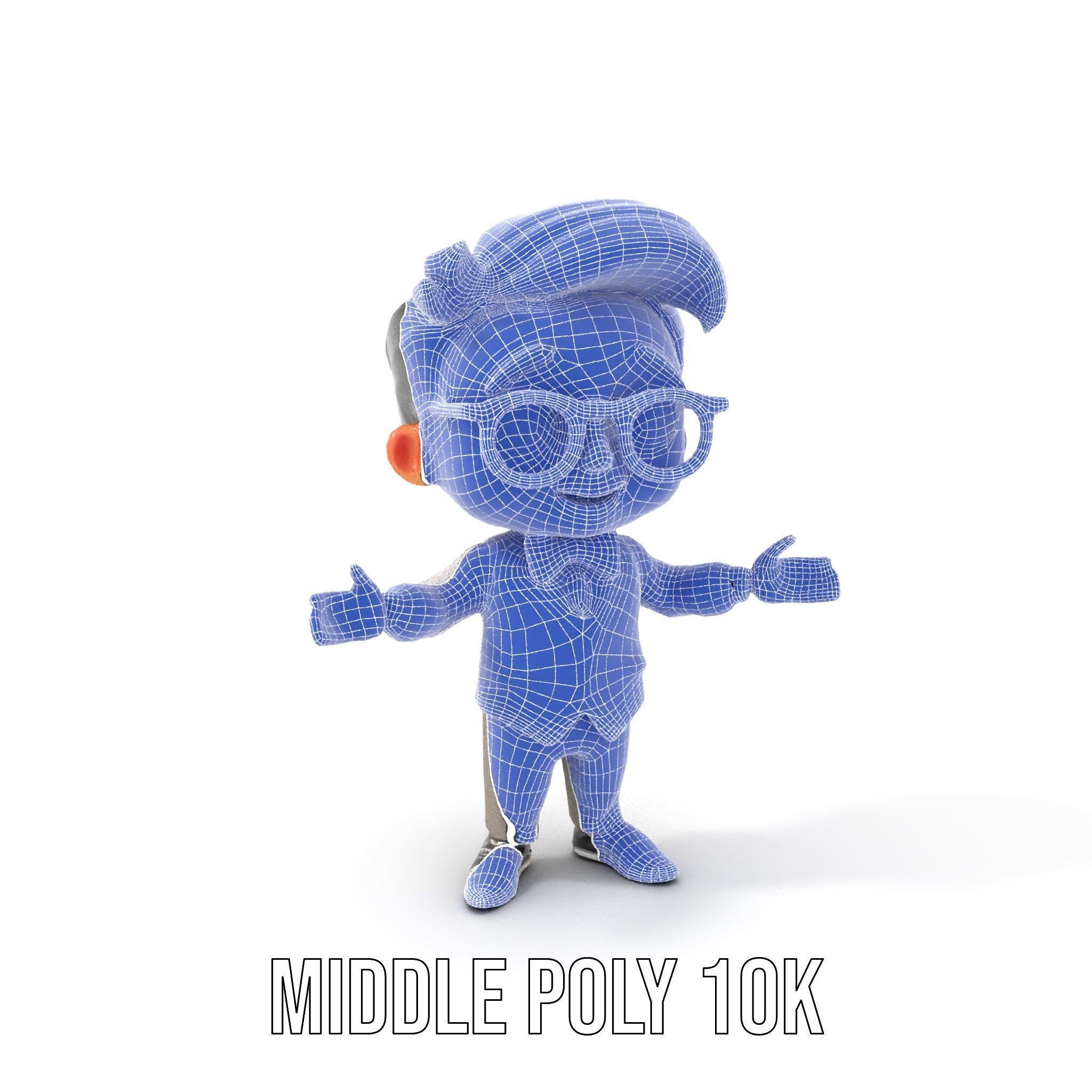 Young Scholar Character Rigged and Animated with Glasses and ... Low-poly 3D model_10