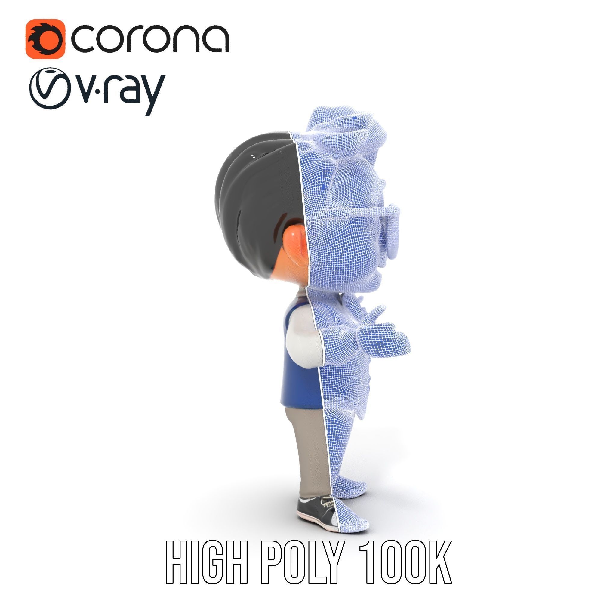 Young Scholar Character Rigged and Animated with Glasses and ... Low-poly 3D model_36