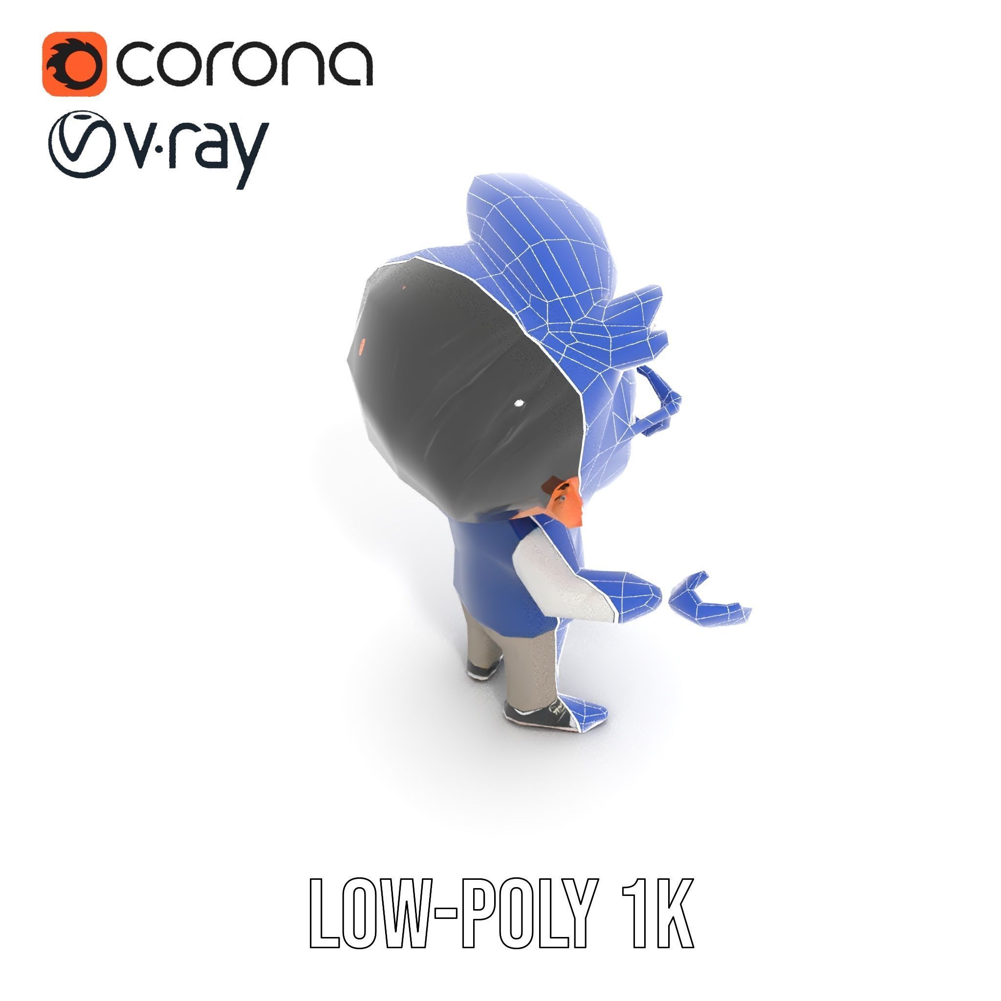 Young Scholar Character Rigged and Animated with Glasses and ... Low-poly 3D model_14