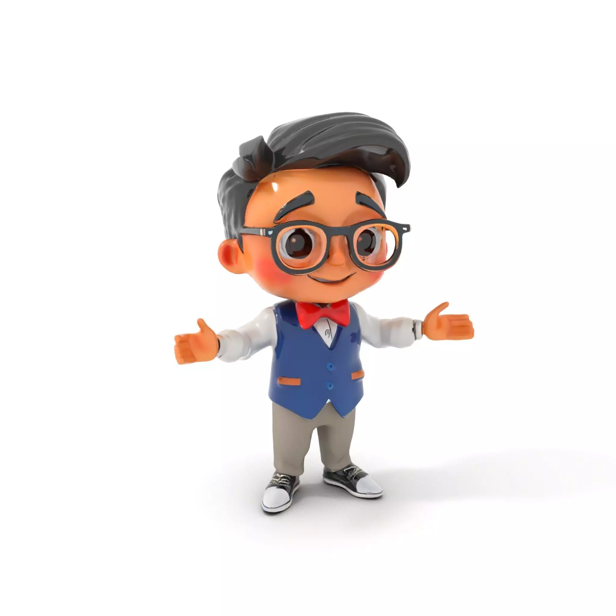 Young Scholar Character Rigged and Animated with Glasses and ... Low-poly 3D model_0