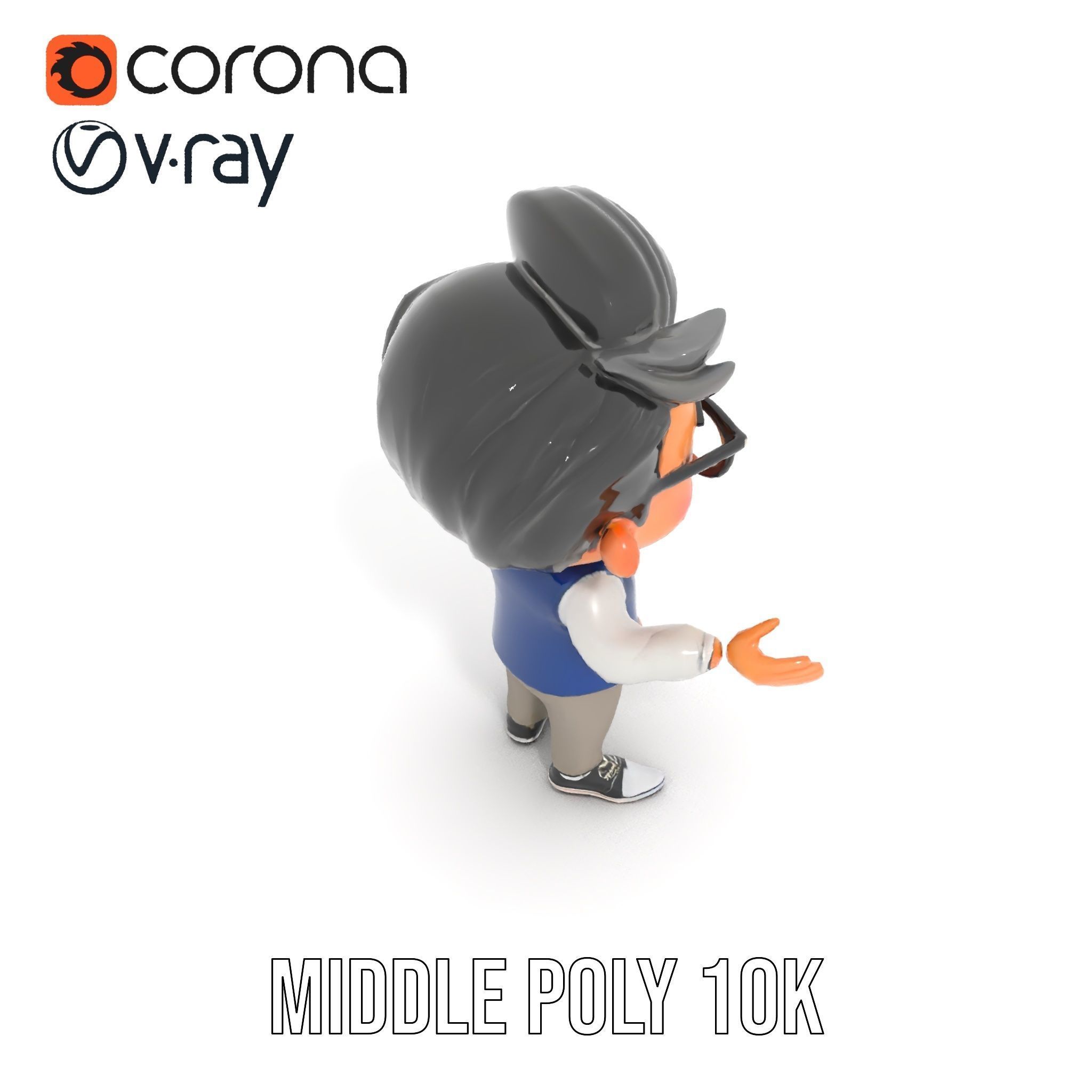 Young Scholar Character Rigged and Animated with Glasses and ... Low-poly 3D model_21