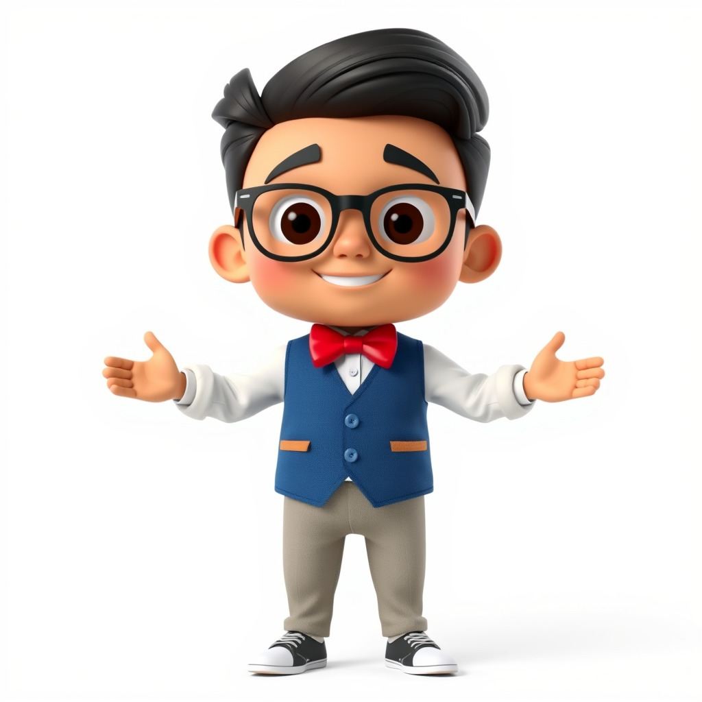 Young Scholar Character Rigged and Animated with Glasses and ... Low-poly 3D model_2