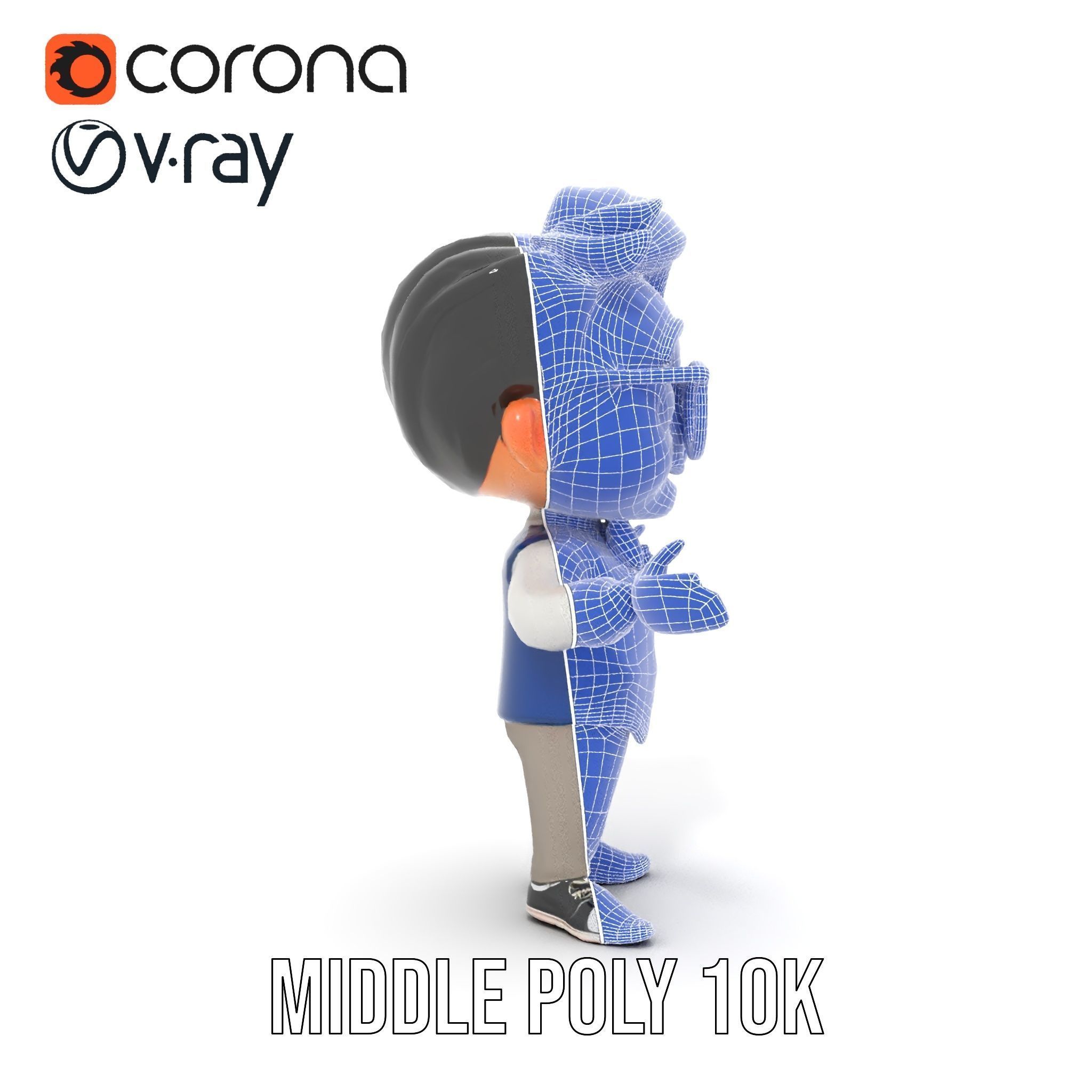 Young Scholar Character Rigged and Animated with Glasses and ... Low-poly 3D model_33