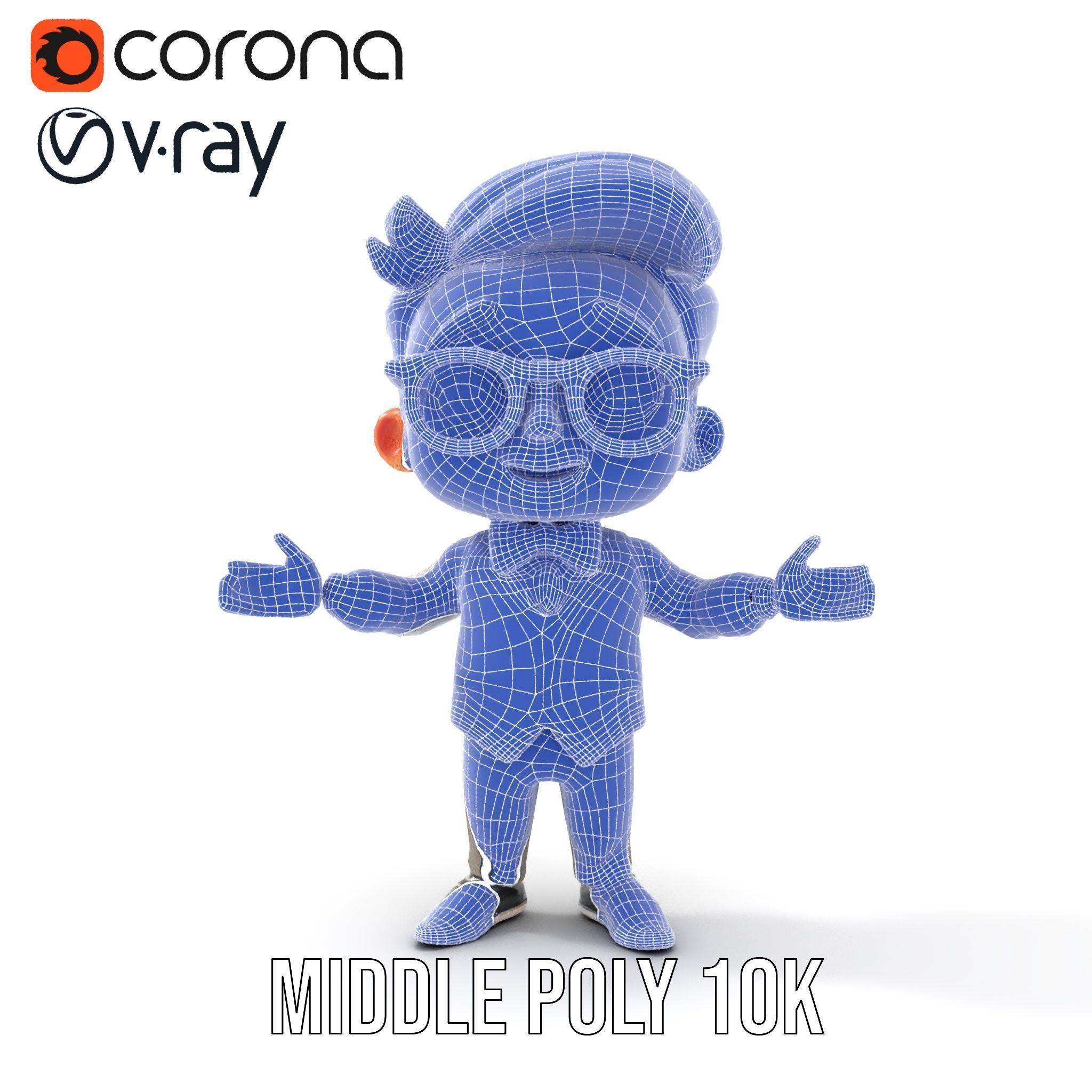 Young Scholar Character Rigged and Animated with Glasses and ... Low-poly 3D model_27