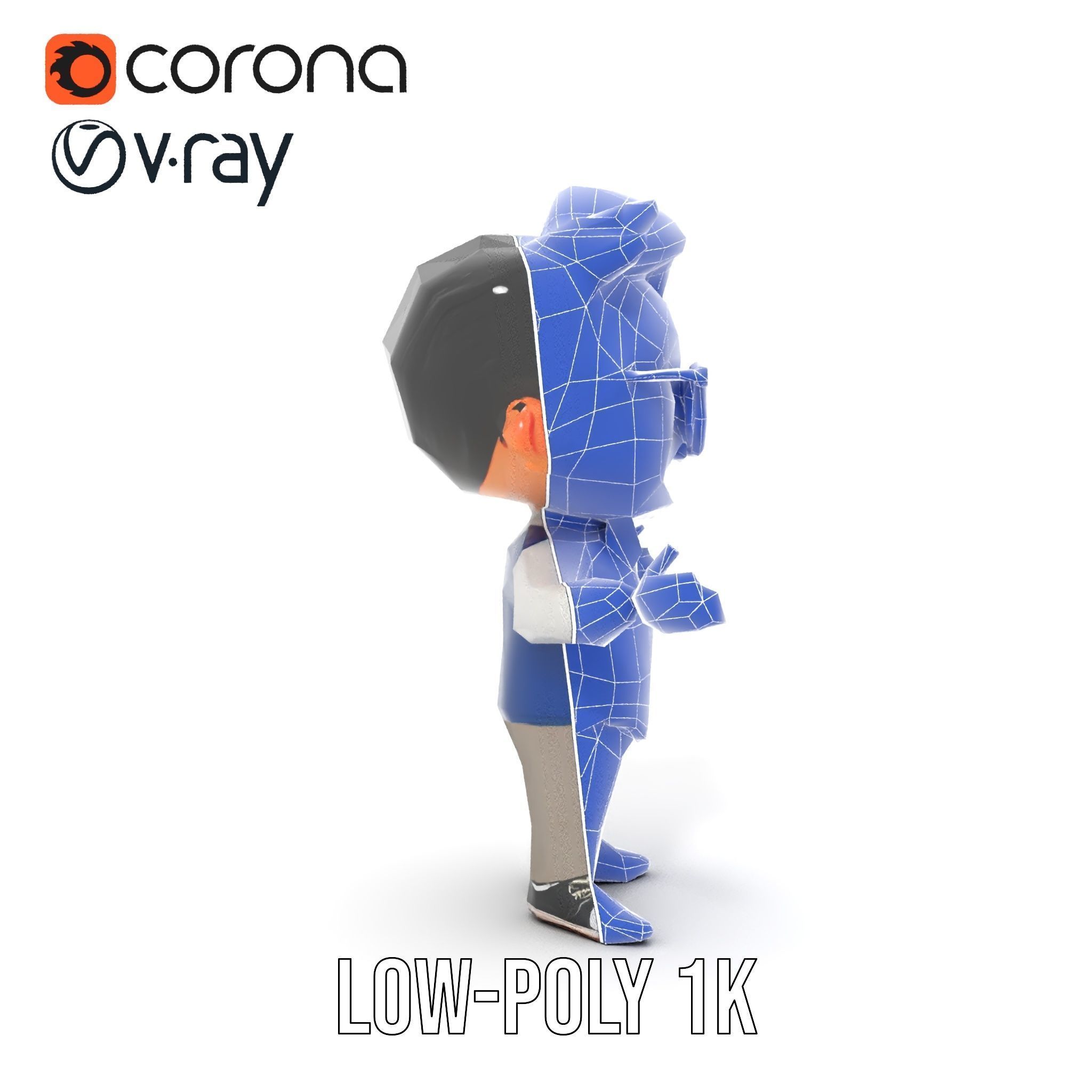 Young Scholar Character Rigged and Animated with Glasses and ... Low-poly 3D model_25