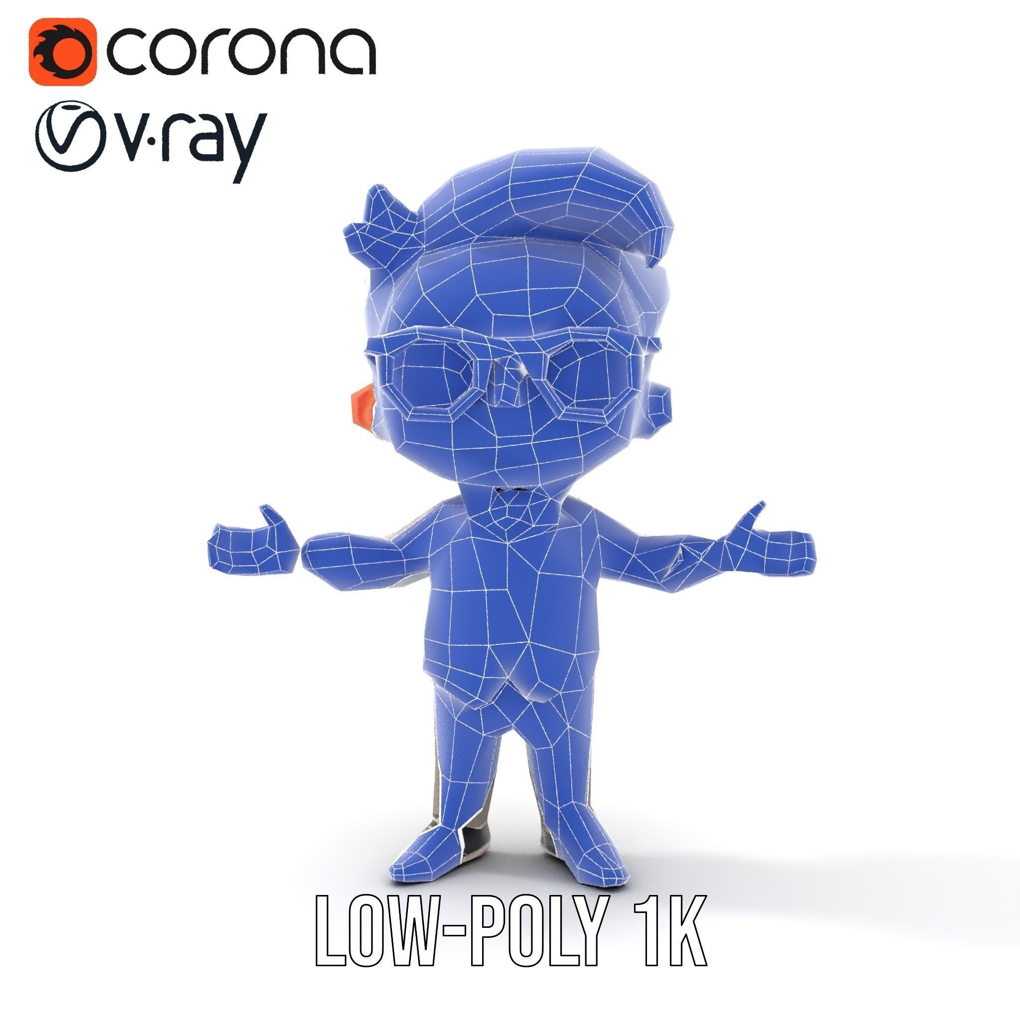 Young Scholar Character Rigged and Animated with Glasses and ... Low-poly 3D model_19