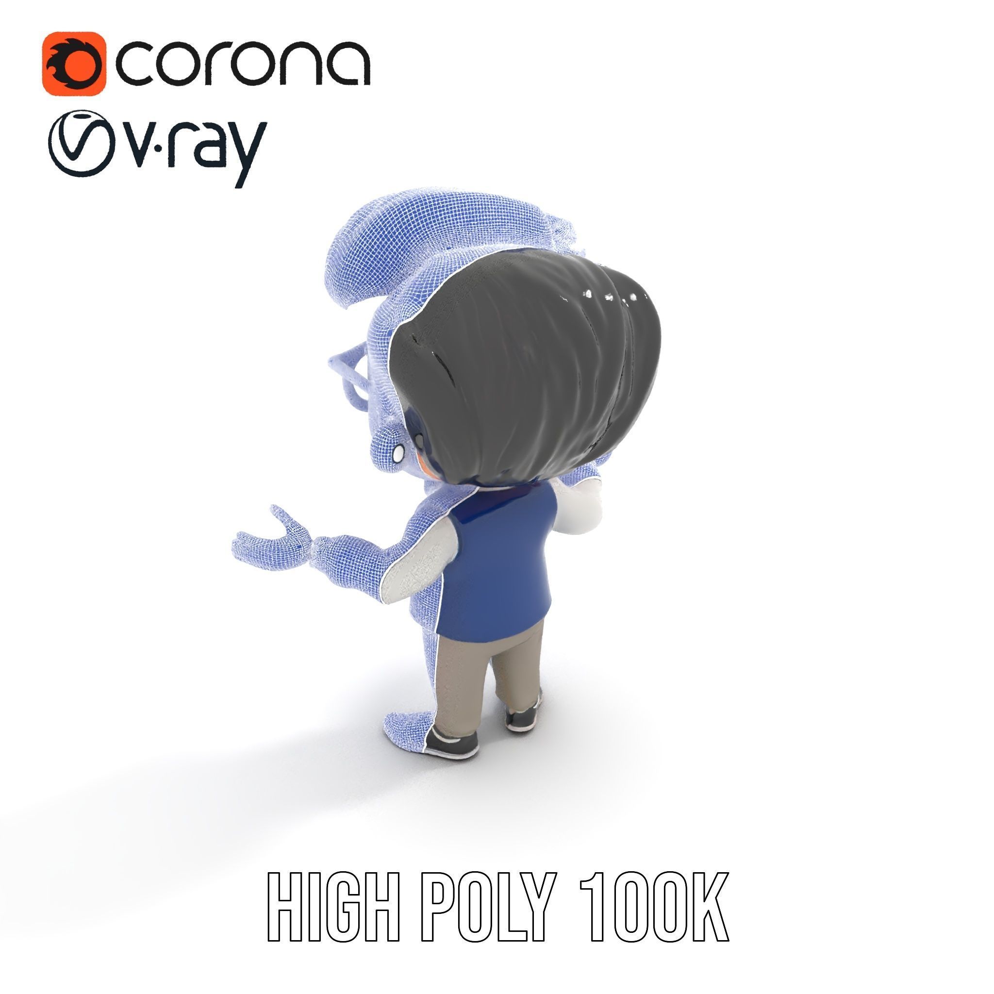 Young Scholar Character Rigged and Animated with Glasses and ... Low-poly 3D model_26