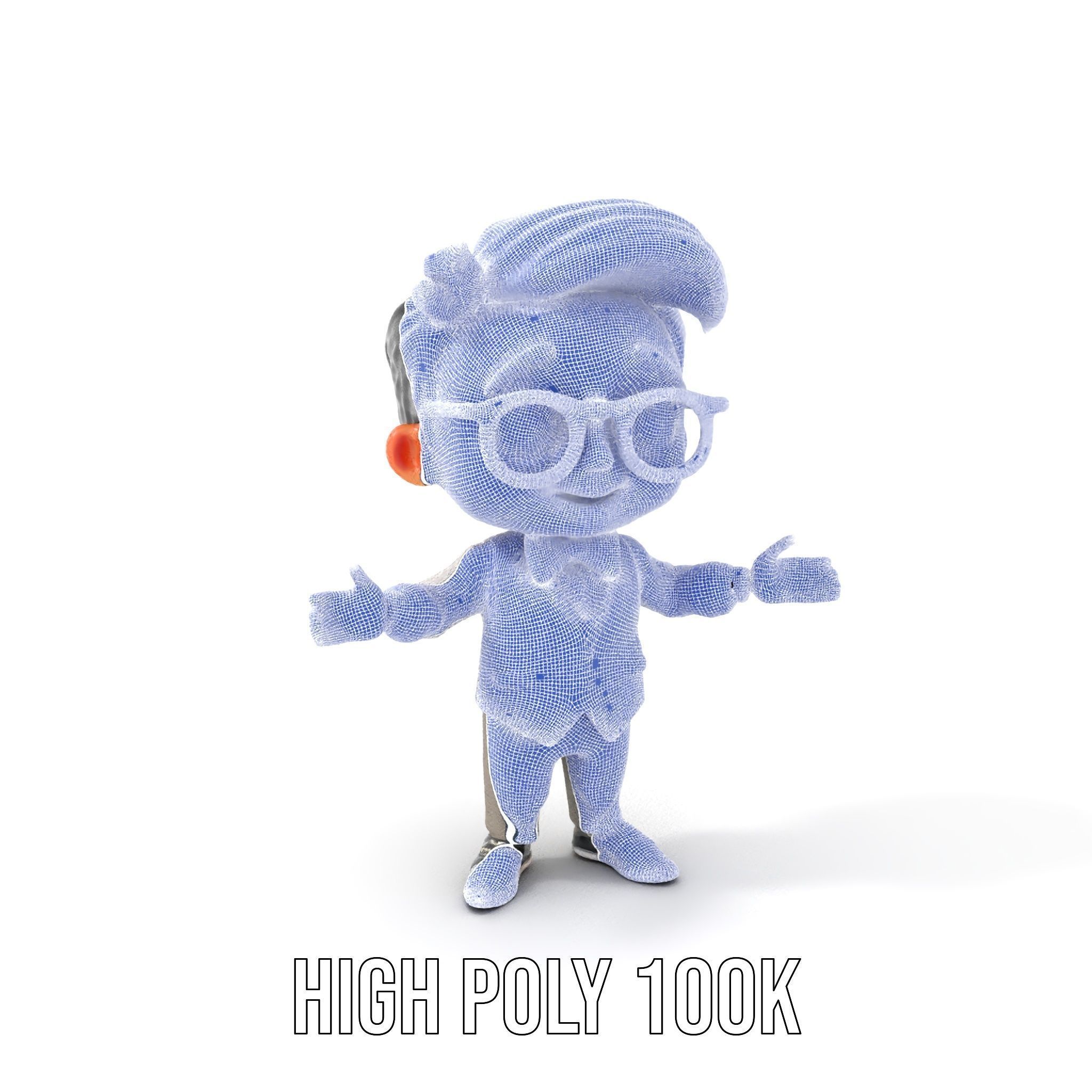 Young Scholar Character Rigged and Animated with Glasses and ... Low-poly 3D model_4